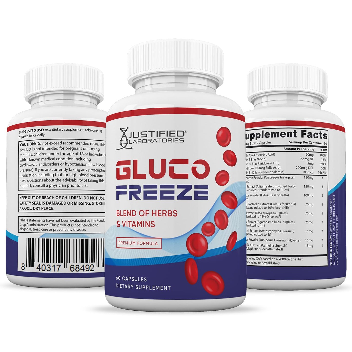 Justified Laboratories Glucofreeze Premium Formula 688MG 120 Capsules