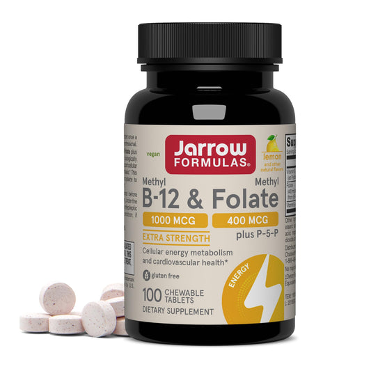 Jarrow Formulas Methyl B-12 & Methyl Folate, Bioactive Vitamin B9 & Vitamin B12 Supplement, 100 Tablets