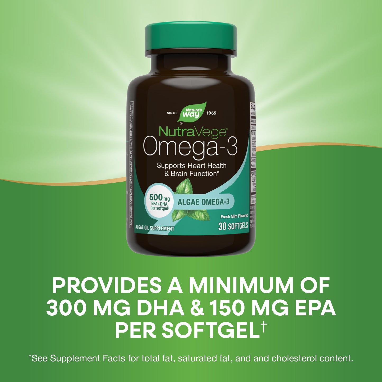 Nature's Way NutraVege Vegan Omega-3 Supplement Softgels, 30 Count