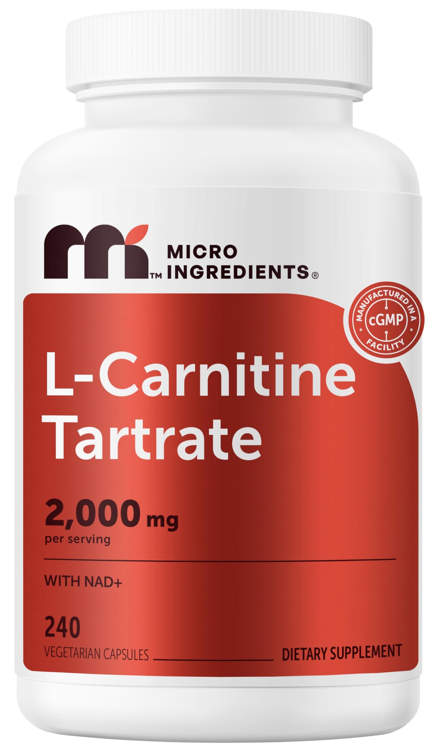 Micro Ingredients L-Carnitine Tartrate 2,000 mg 240 Capsules