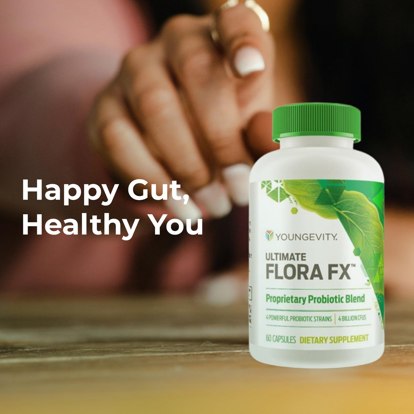 Youngevity Ultimate Flora FX Probiotic Supplement Capsule, 4 Billion CFU, 60 Vegetarian Capsules
