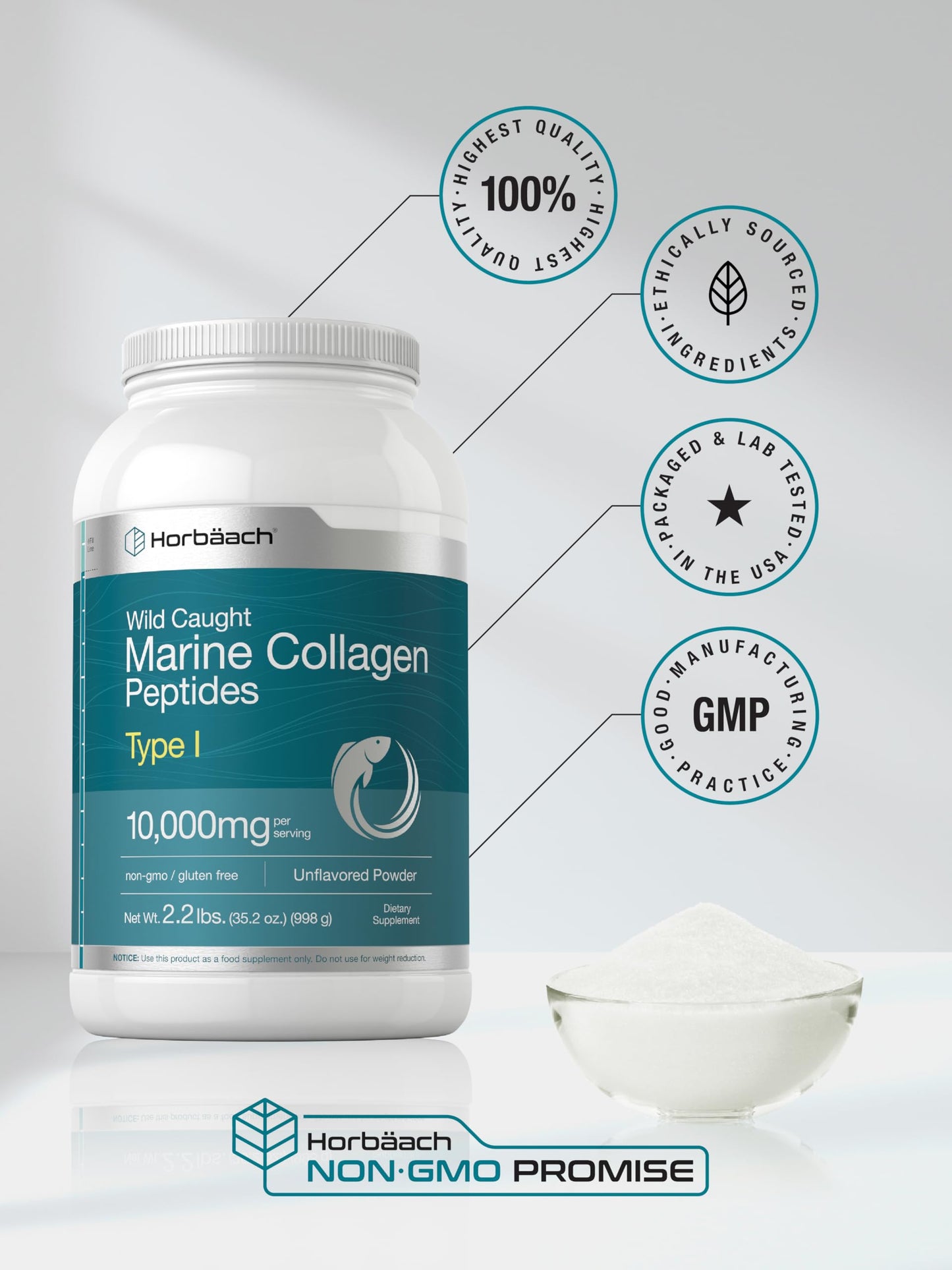 Horbäach Marine Collagen Peptides Powder 35.2 oz