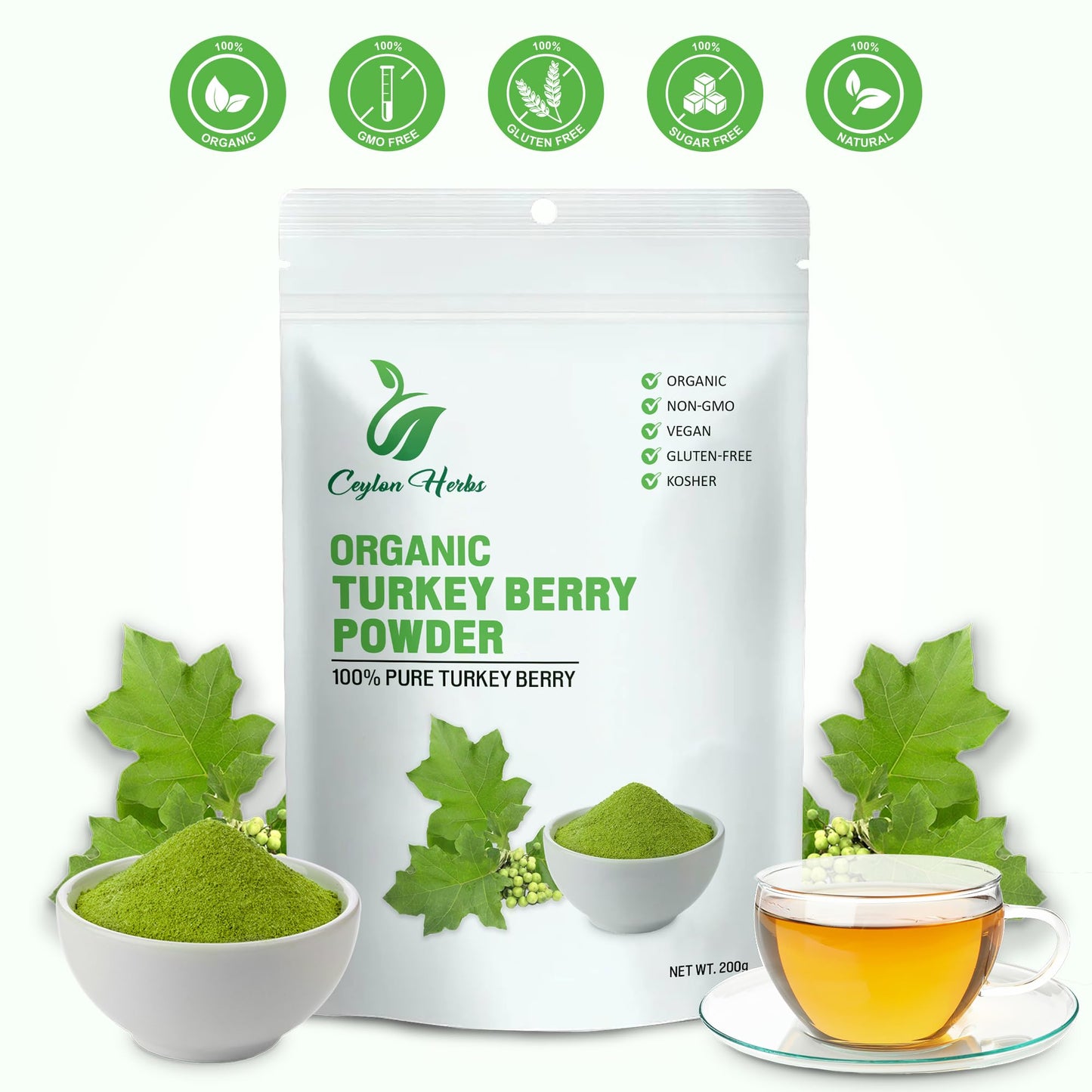 Generic Turkey Berry Leaves Tea Powder 7 Count