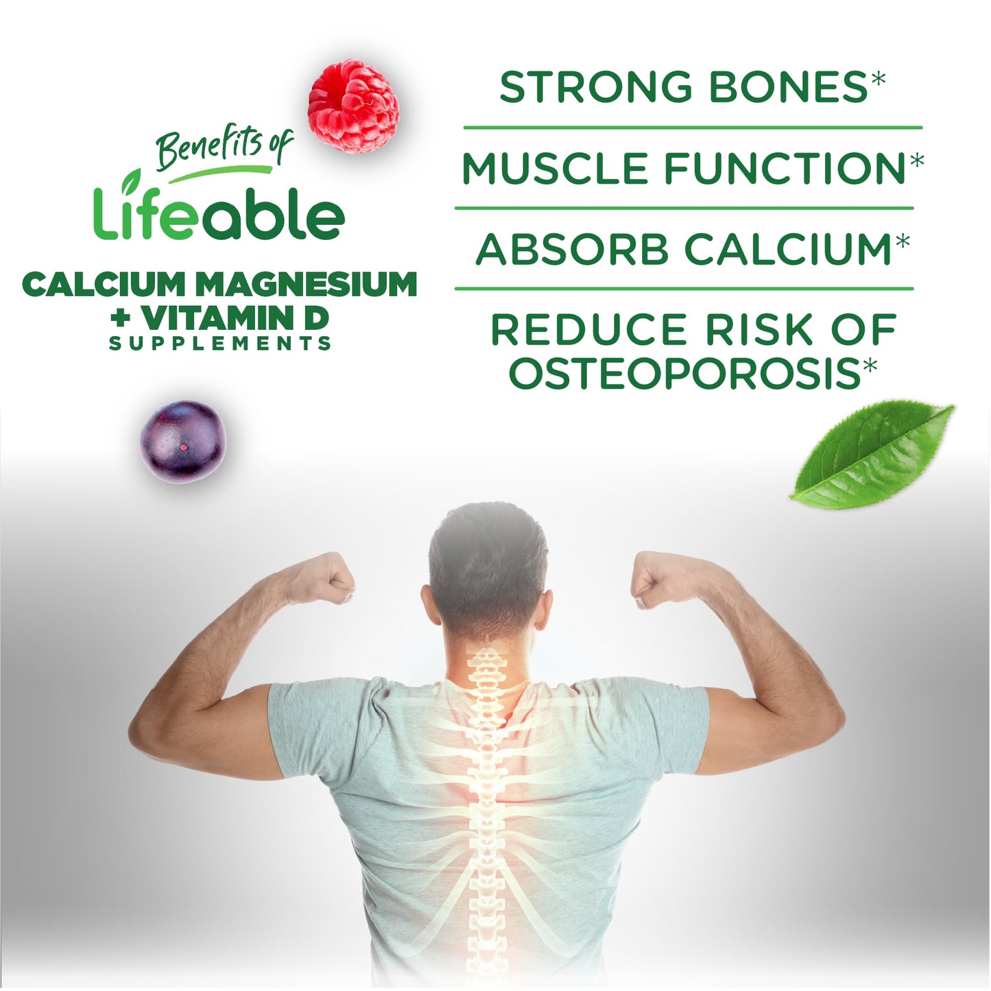 Lifeable Calcium Magnesium and Vitamin D Gummies, 90 Gummies