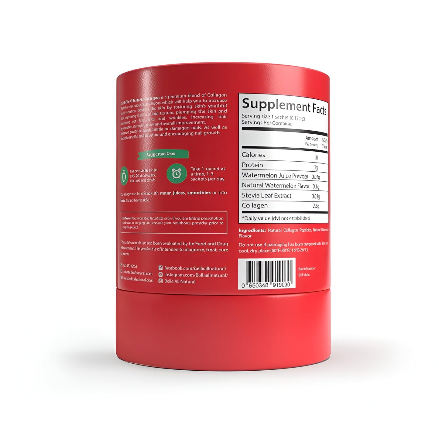 Bella All Natural Watermelon Collagen Powder 5.29 Ounce