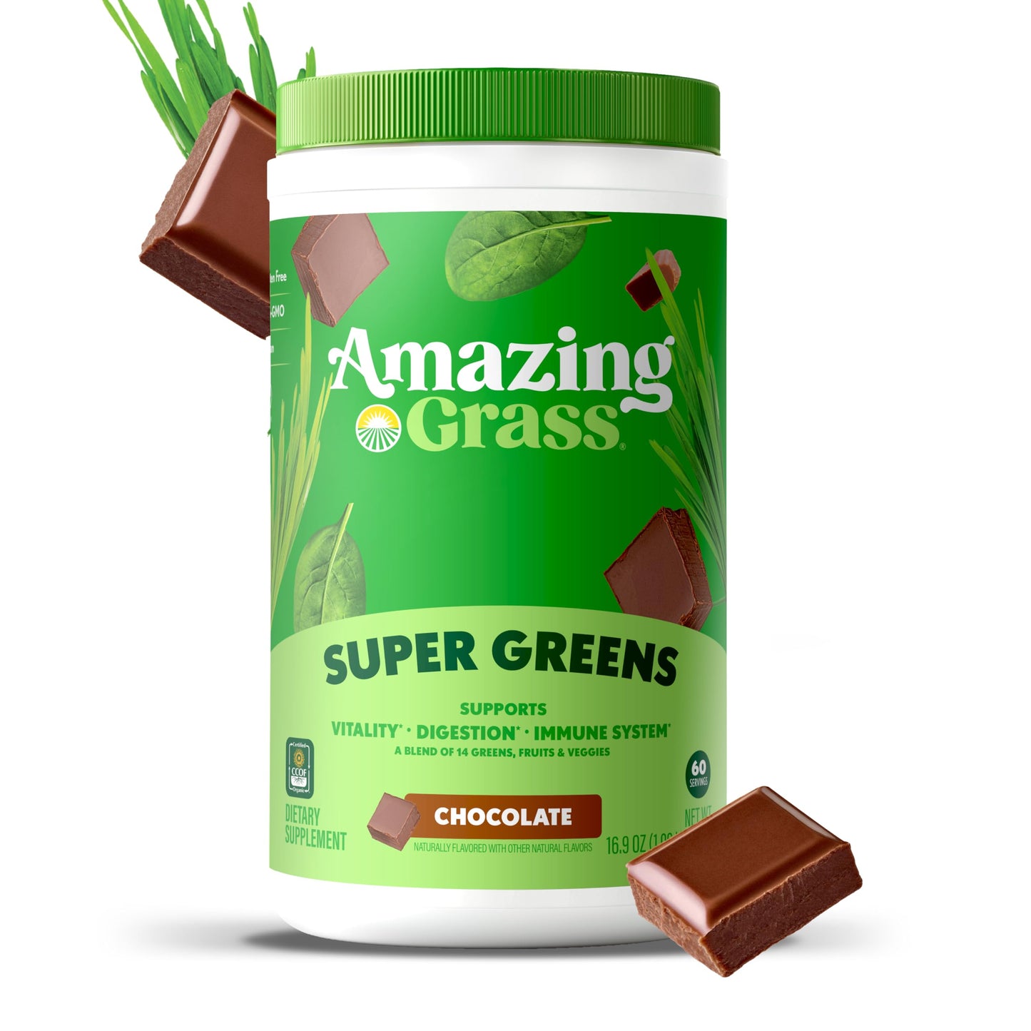 Amazing Grass Super Greens Powder, Chocolate, 60 Servings