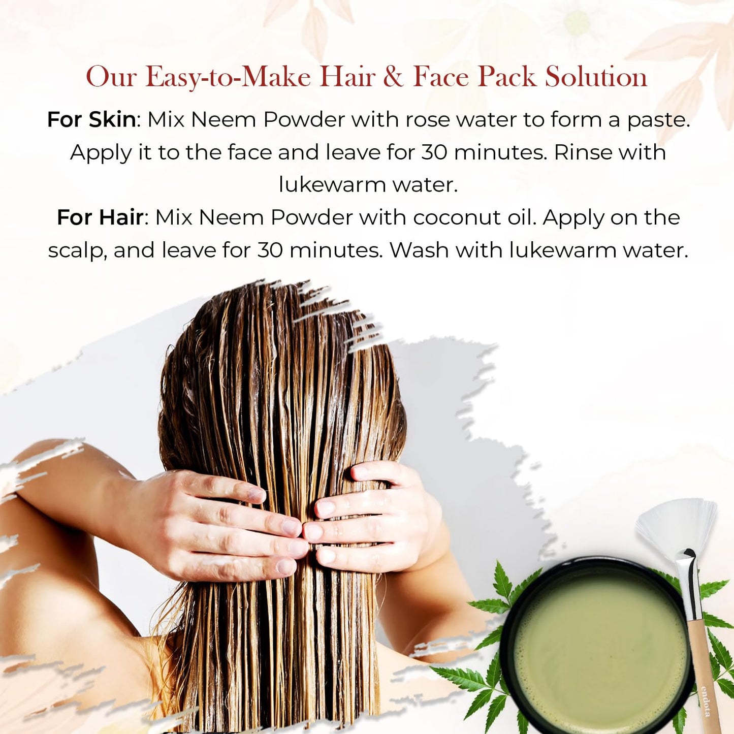 Mirintz Neem Powder for Hair & Skin, 3.52 oz