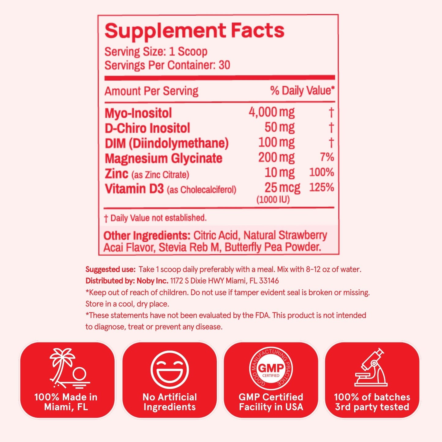 Peach Perfect Inositol Powder Multivitamin 180 Capsules