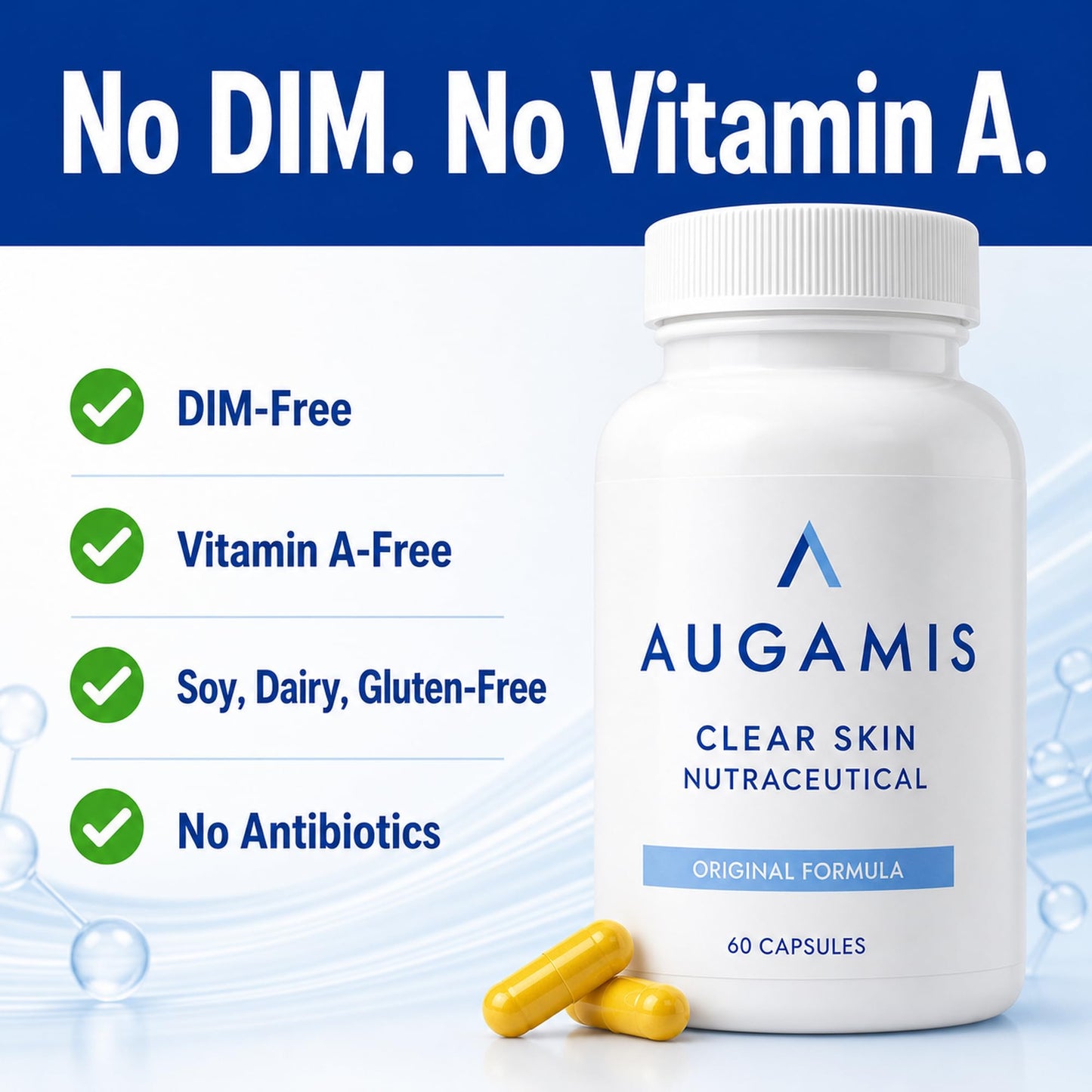 Augamis Hormonal Acne Treatment for Women – DIM-Free Clear Skin Supplement for Face & Body 60 Capsules