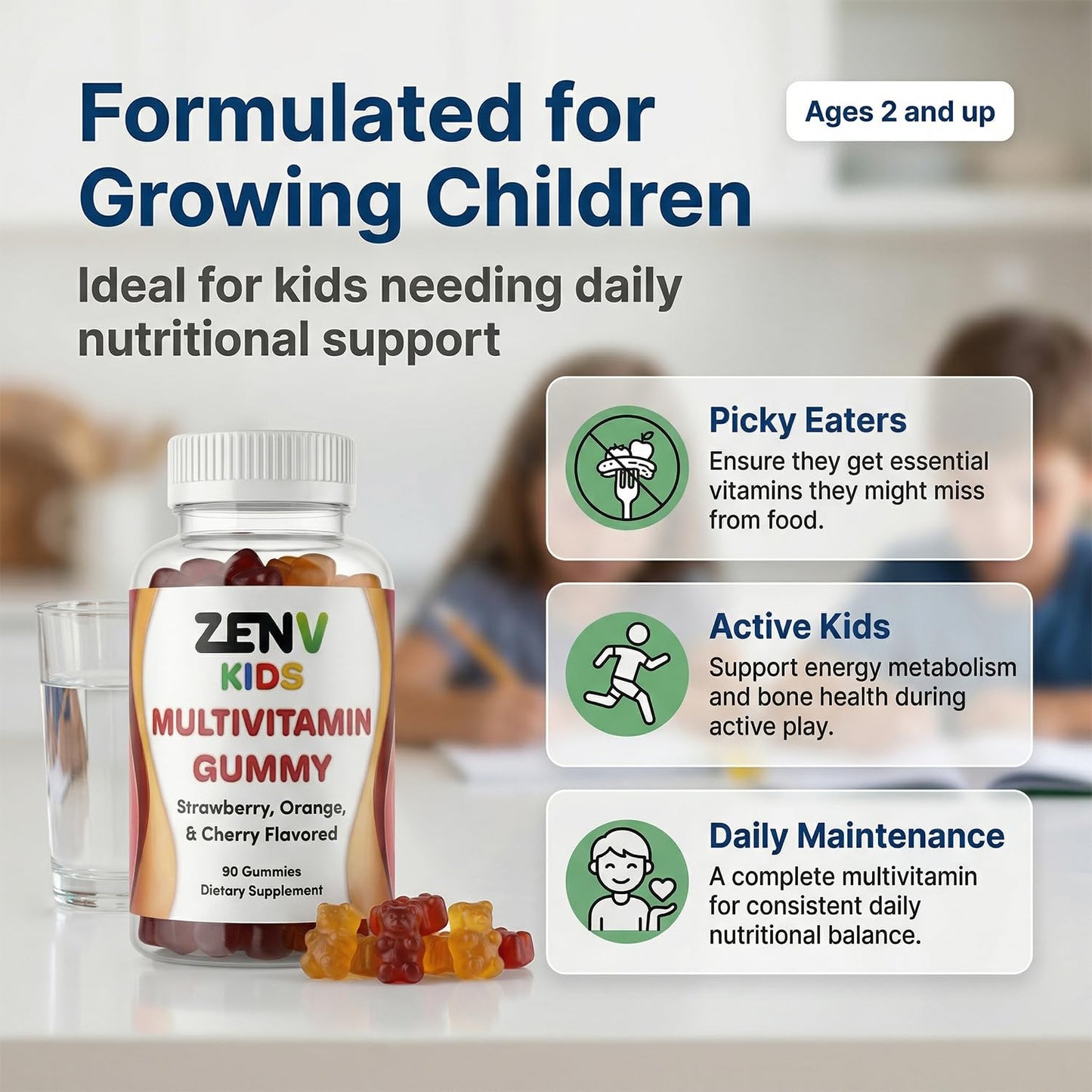 ZENV Kids Multivitamin Gummies 90 Count
