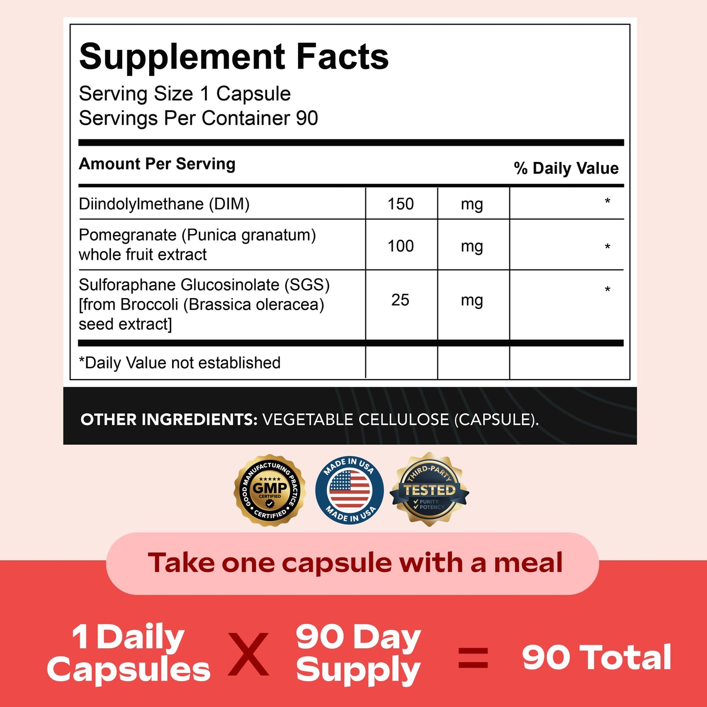 Stacked Science DIM SGS+ Supplement Capsule, 90 Count