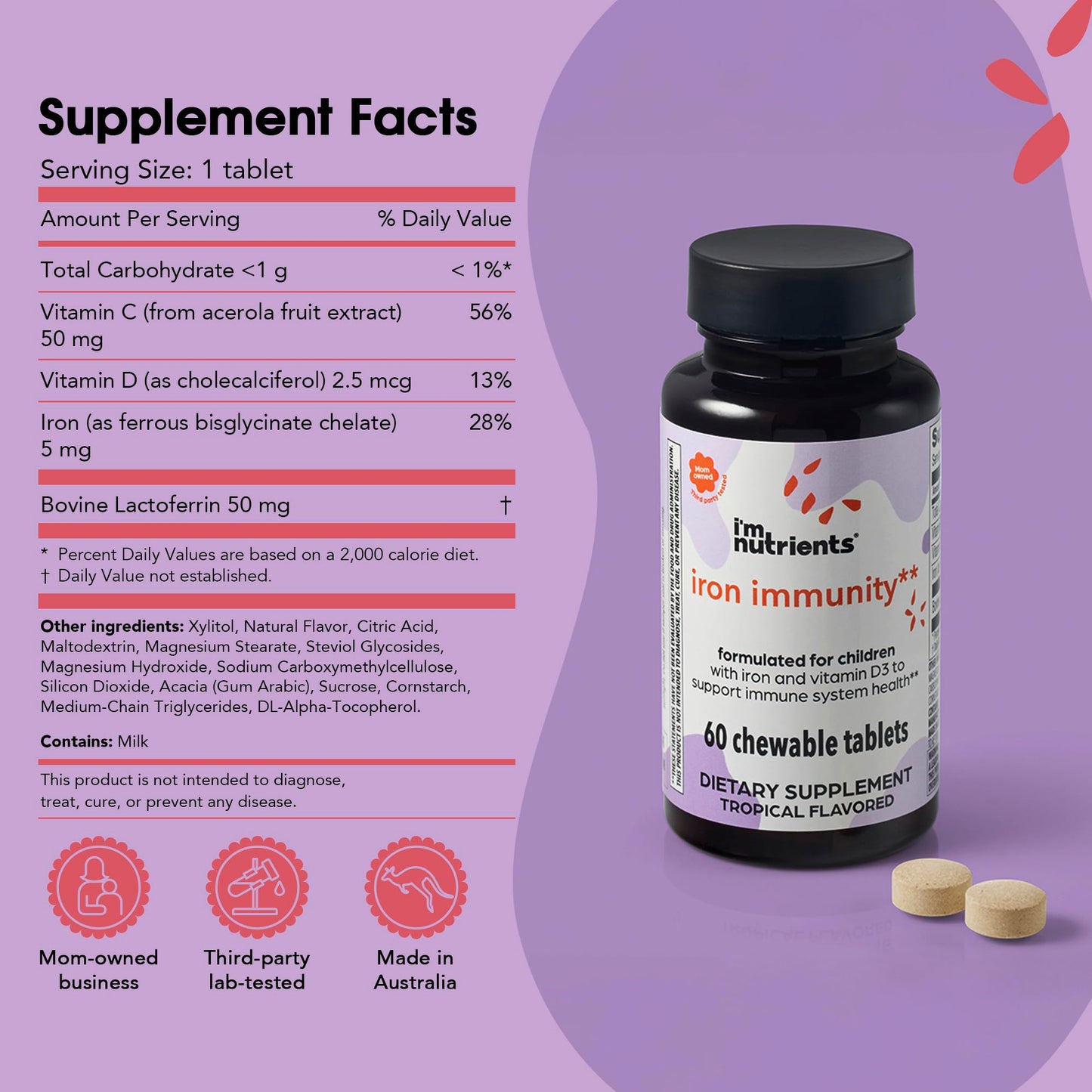 I'm Nutrients Iron Immunity Tablet, 60 Tablets