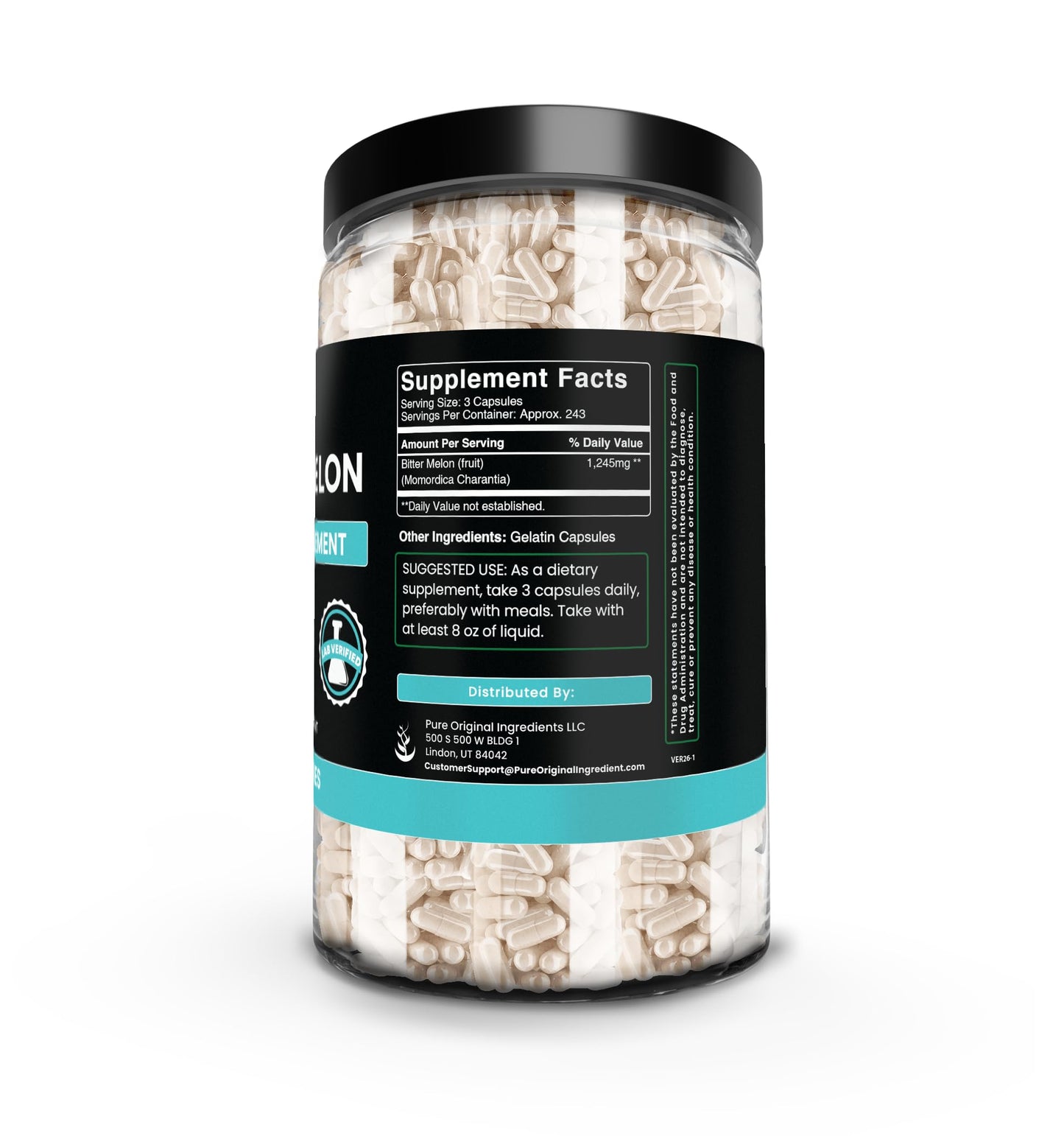 Pure Organic Ingredients Bitter Melon Extract Capsules 730