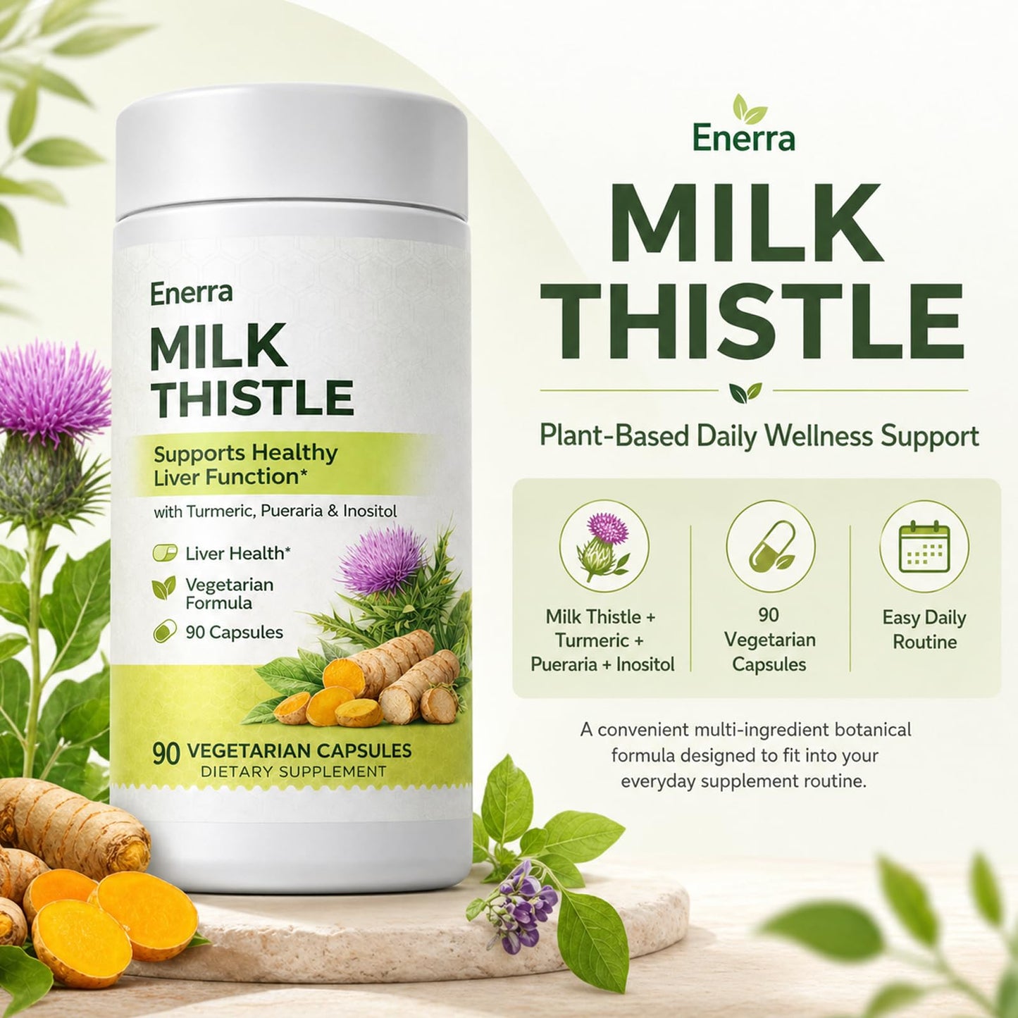 kivo Enerra Milk Thistle Liver Support Capsules, 90 Count