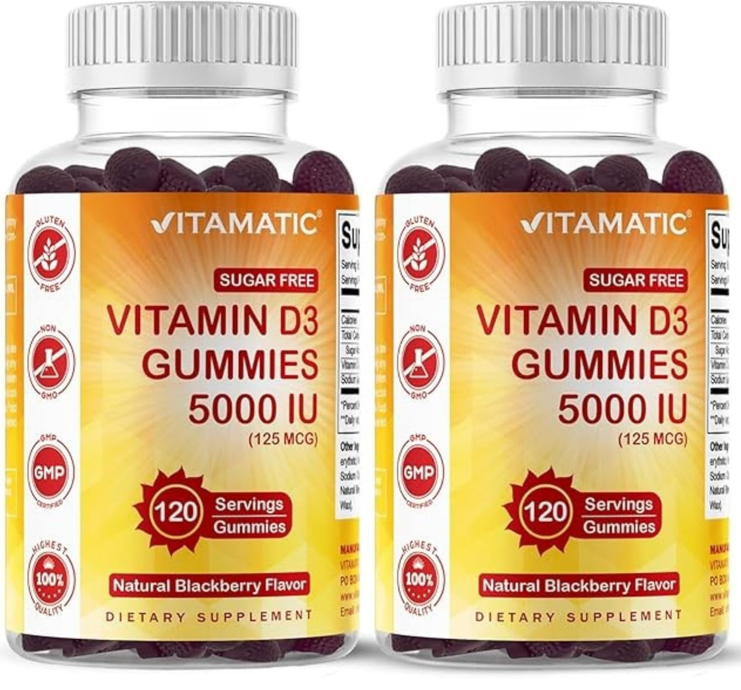 Vitamatic Vitamin D3 5000 IU Sugar Free Gummies, 240 Count