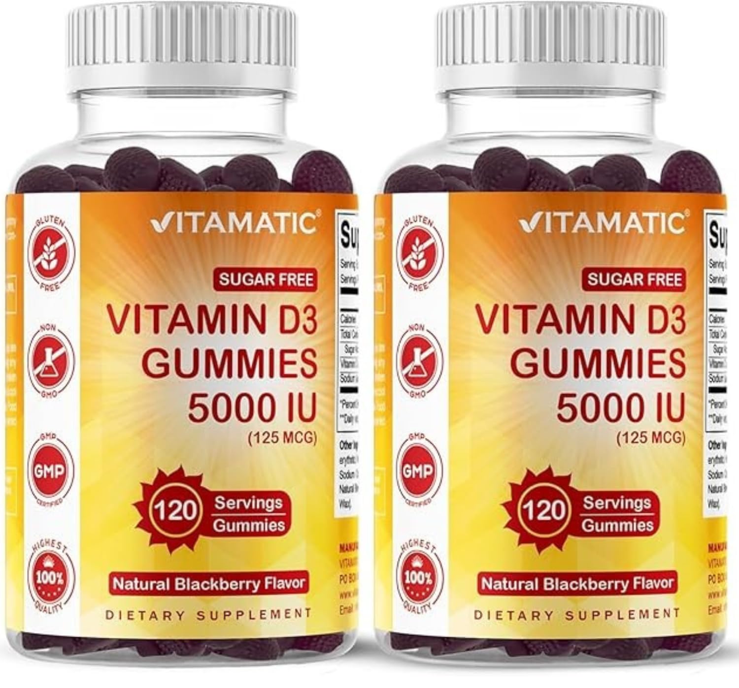 Vitamatic Vitamin D3 5000 IU Sugar Free Gummies, 240 Count