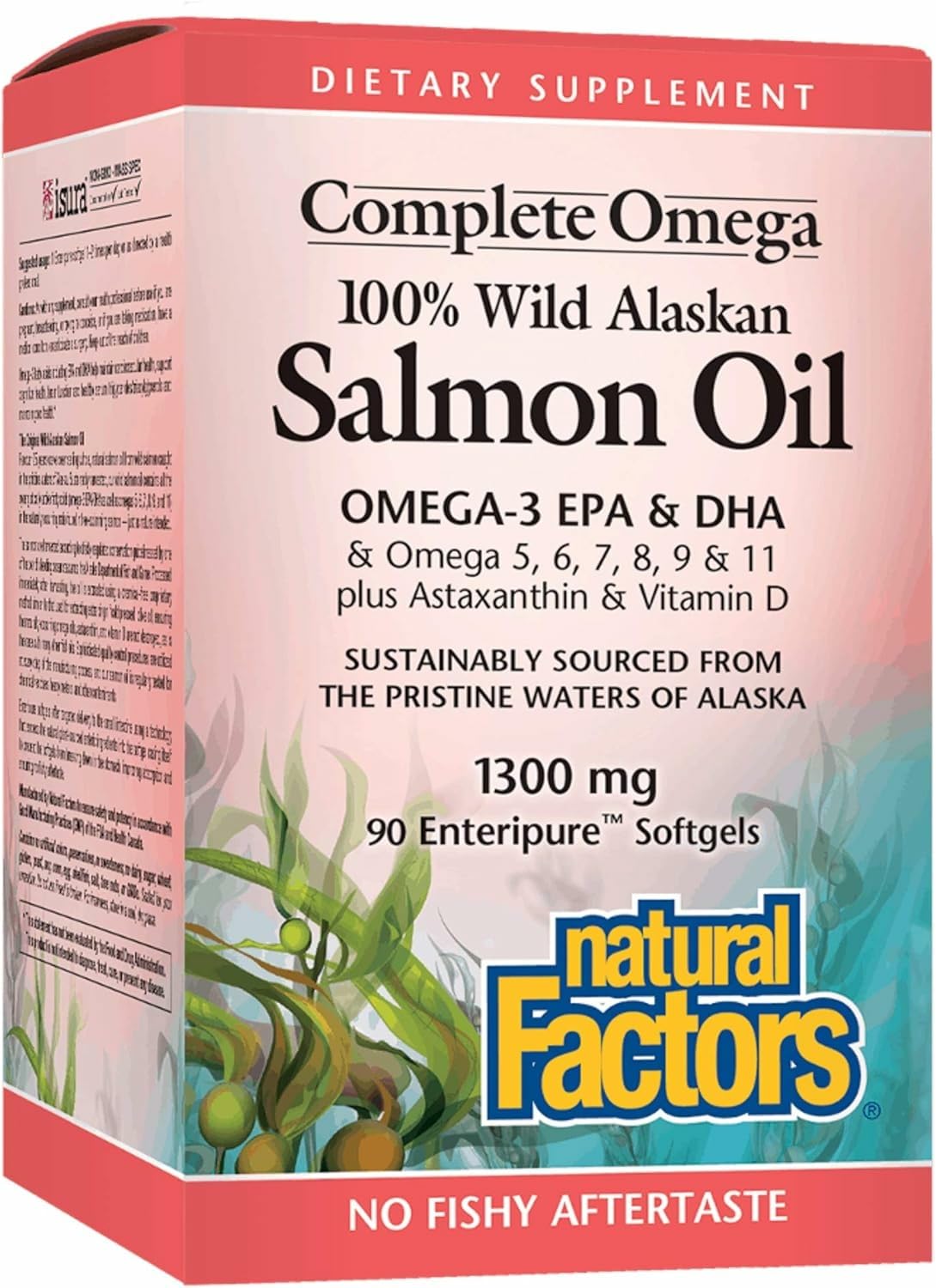 Natural Factors 100% Wild Alaskan Salmon Oil Softgels, Brain & Eye Health Support, 90 Count