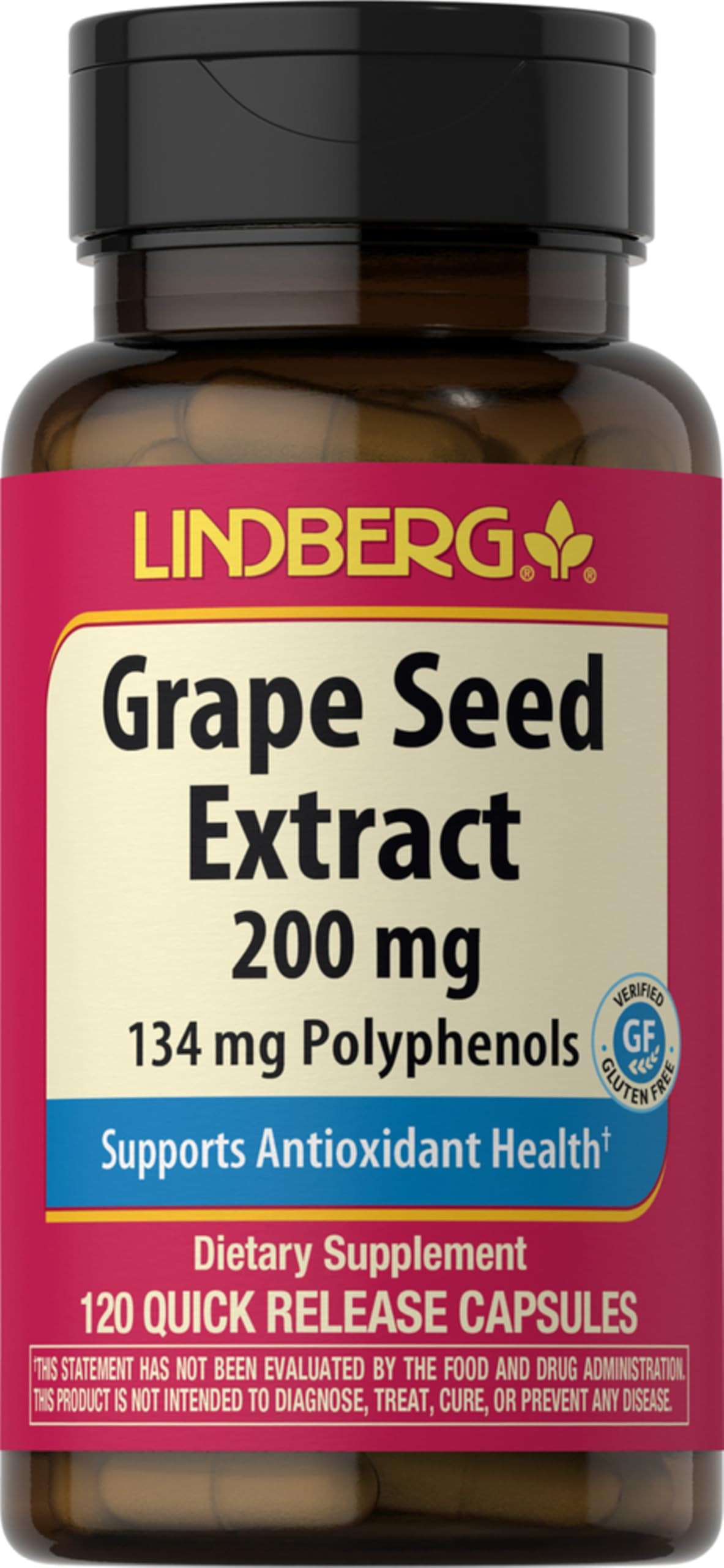 Lindberg Grape Seed Extract Capsules 120 Count