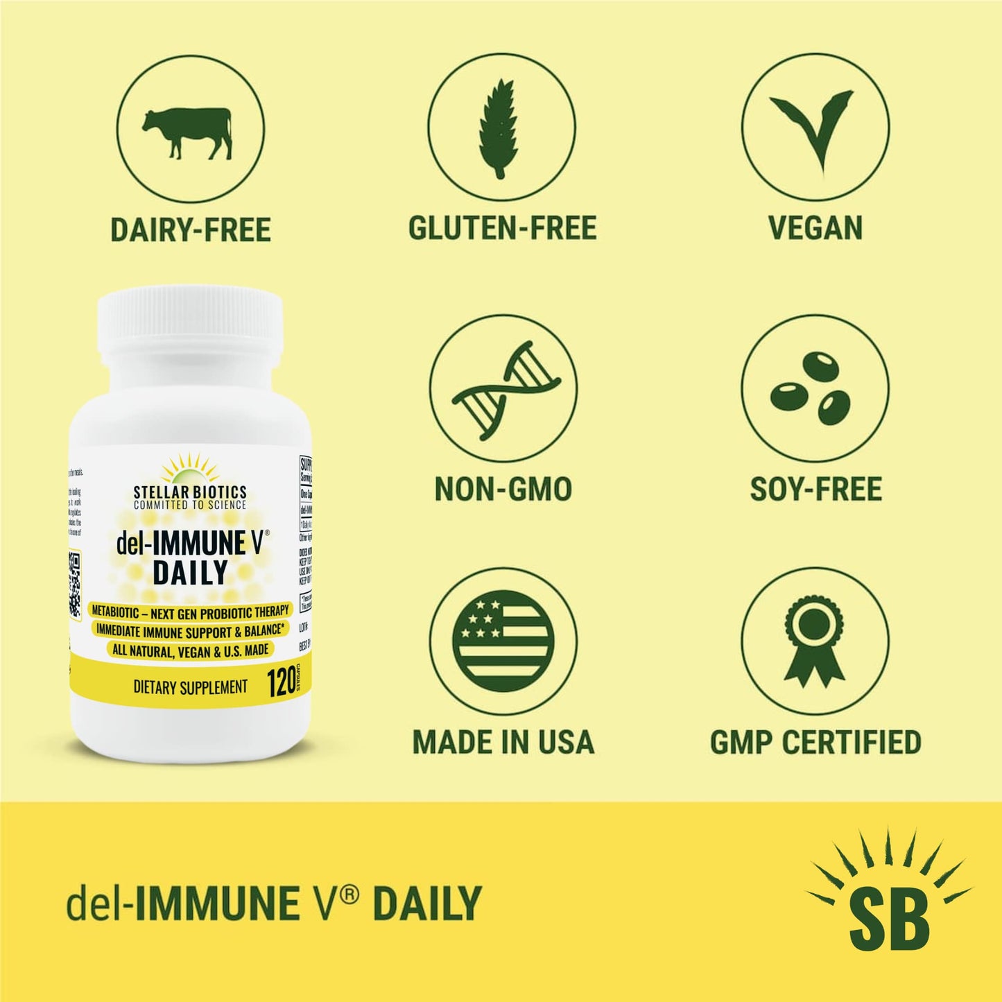 Del-Immune V Daily Metabiotic: NextGen Probiotic Therapy 120 Capsules