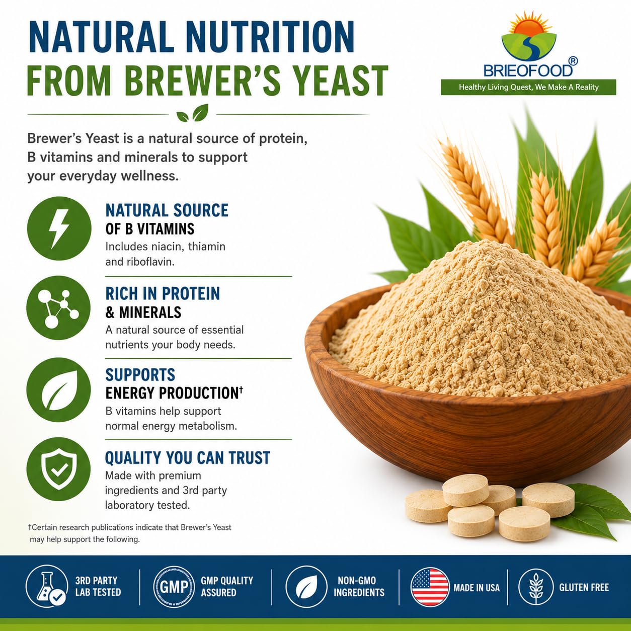 Brieofood Brewers Yeast Tablets 240 Count