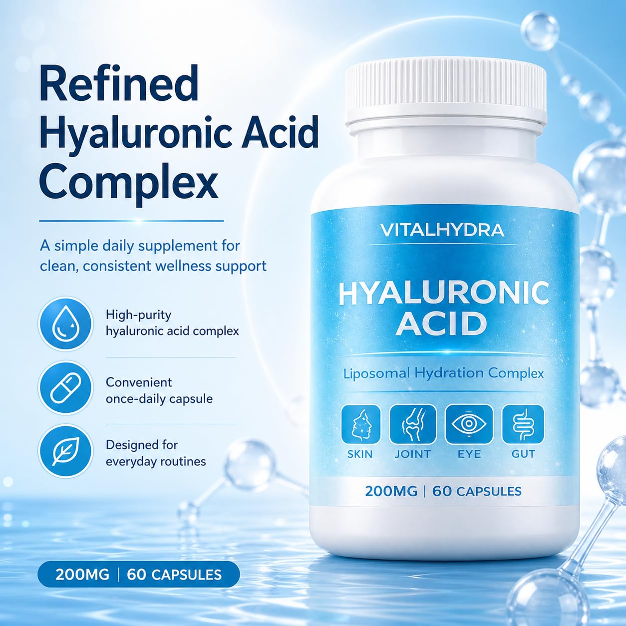 AUCIER VitalHydra Hyaluronic Acid, 60 Capsules