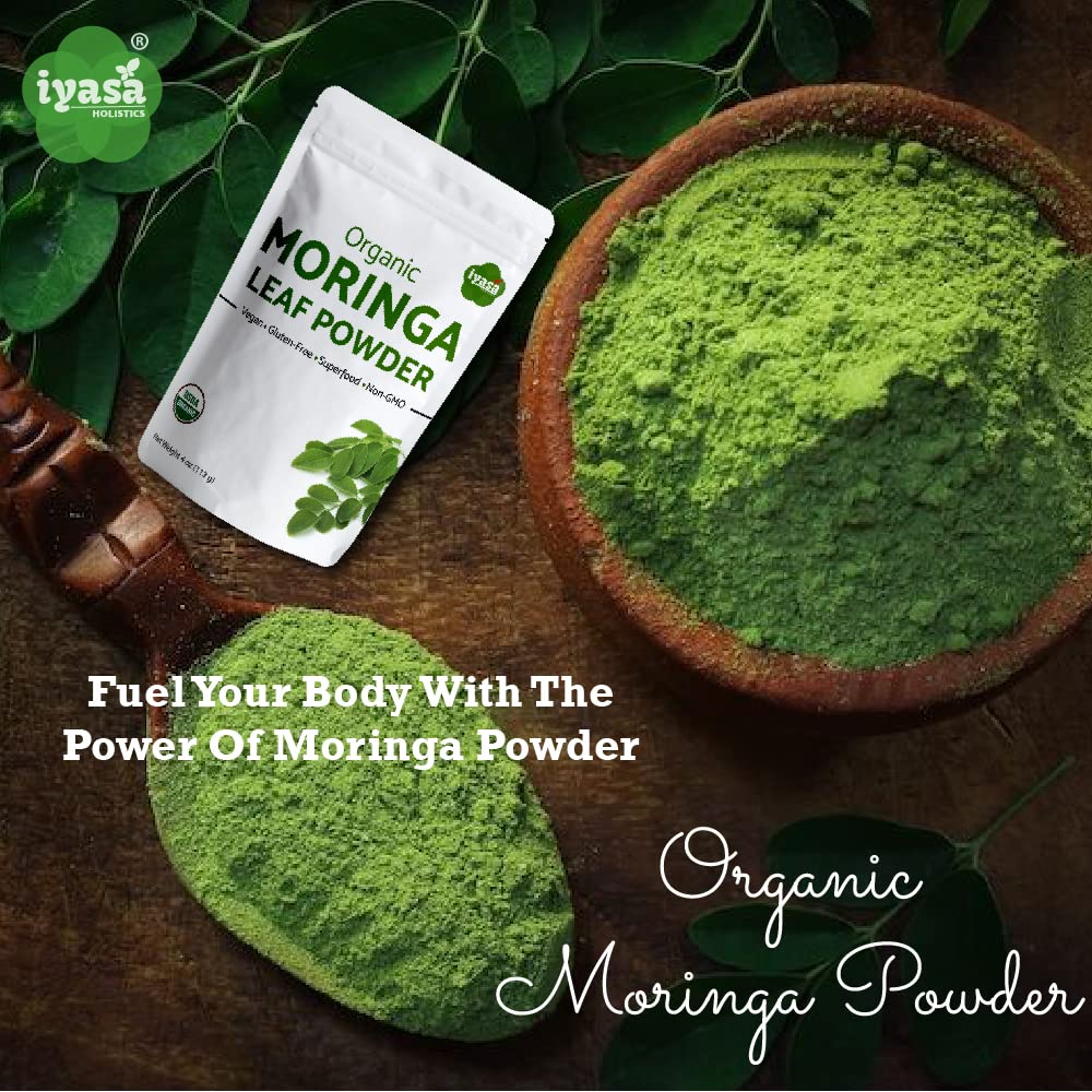 Iyasa Holistics Organic Moringa Leaf Powder, 4 oz