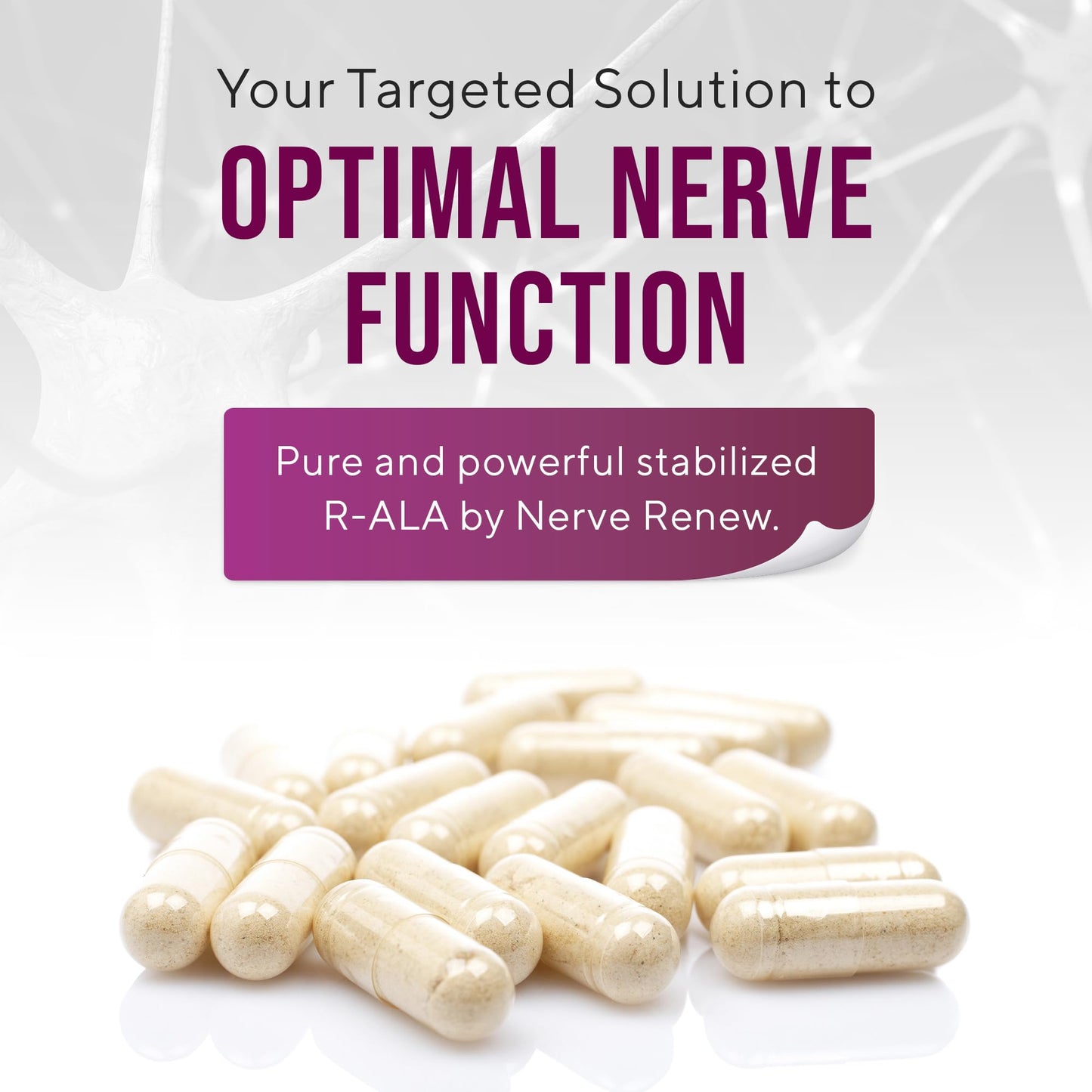 NERVE RENEW R-ALA Stabilized R Alpha Lipoic Acid 600mg Nerve Support Capsule, 60 Count