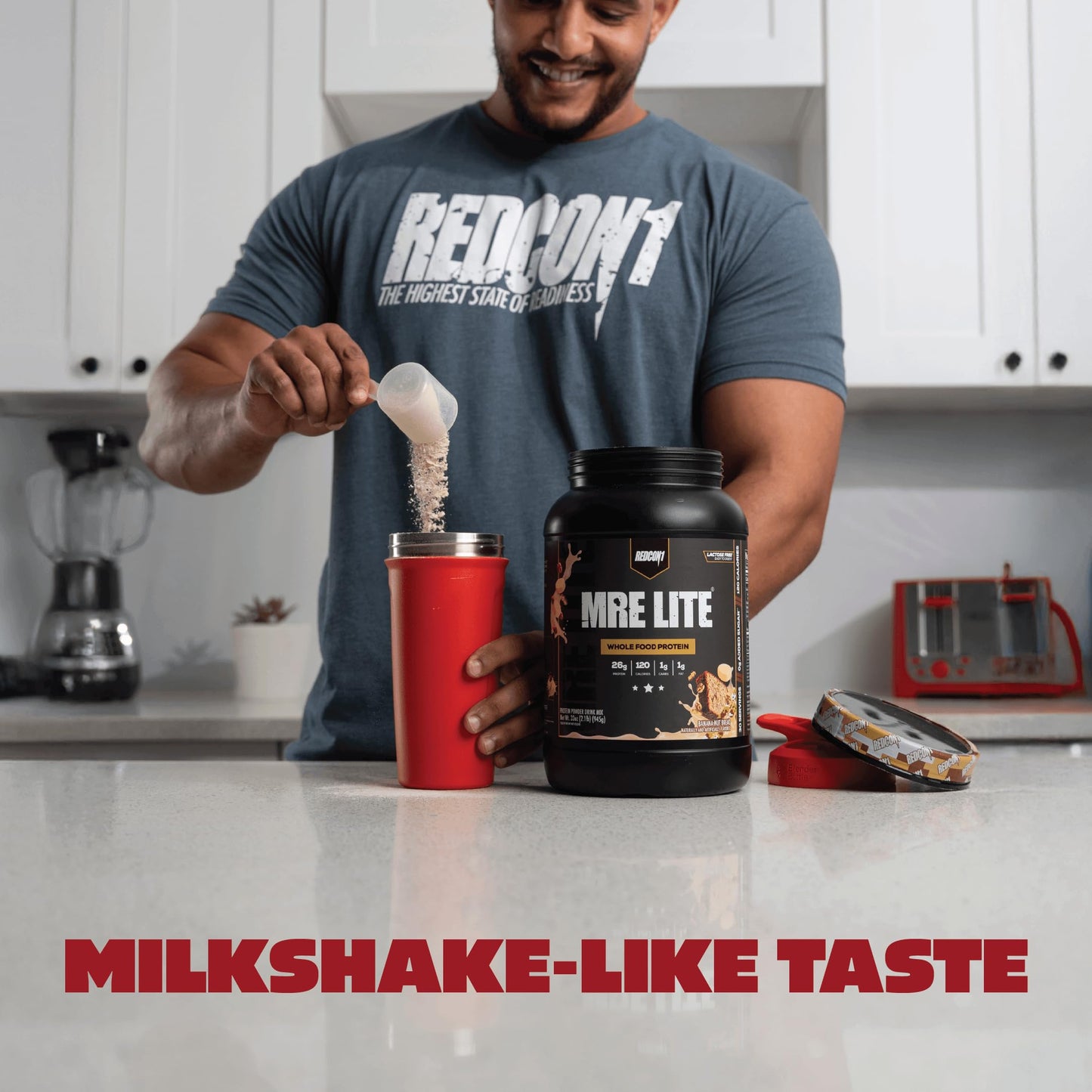 REDCON1 MRE LITE Whole Food Protein Powder Banana Nut Bread - Lactose Free & Sugar Free Meal Replacement with Animal Protein Blends - Easy to Digest Formula, 30 Servings