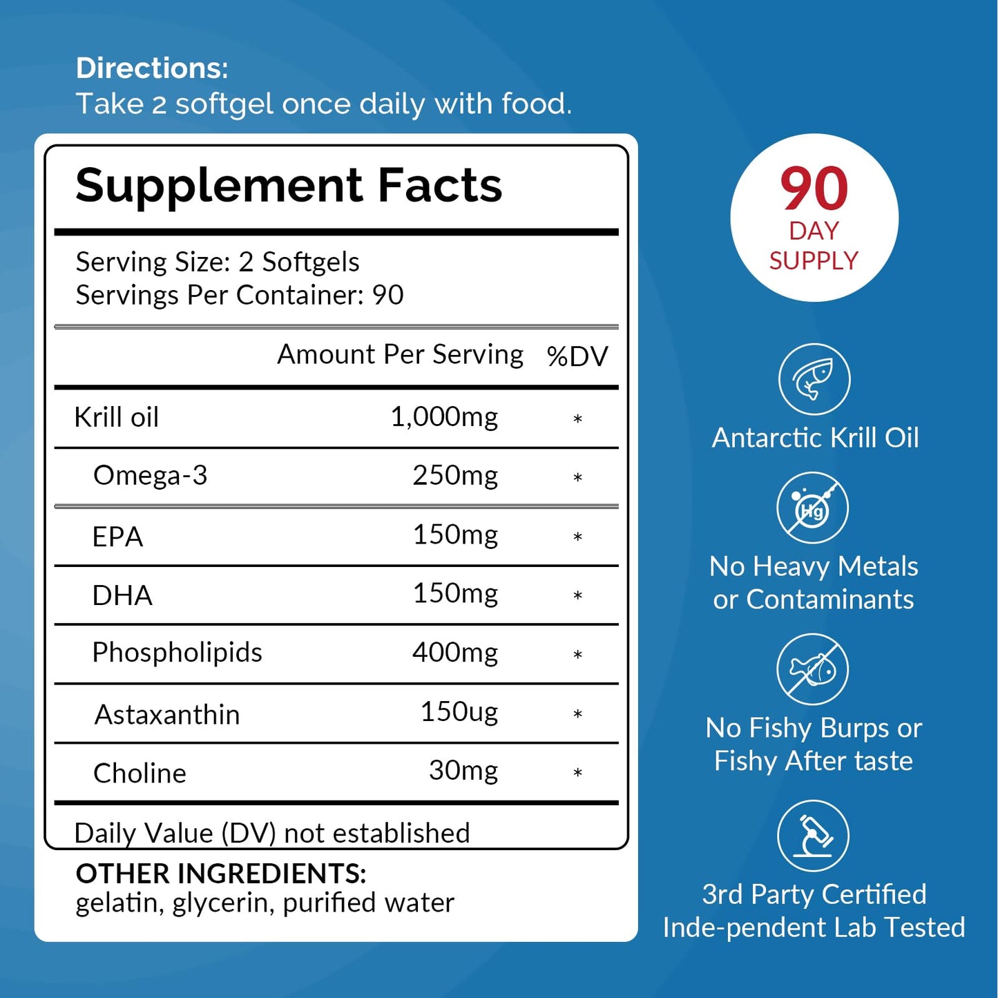JulyDeer Krill Oil 1000 mg Softgels, 360 Count