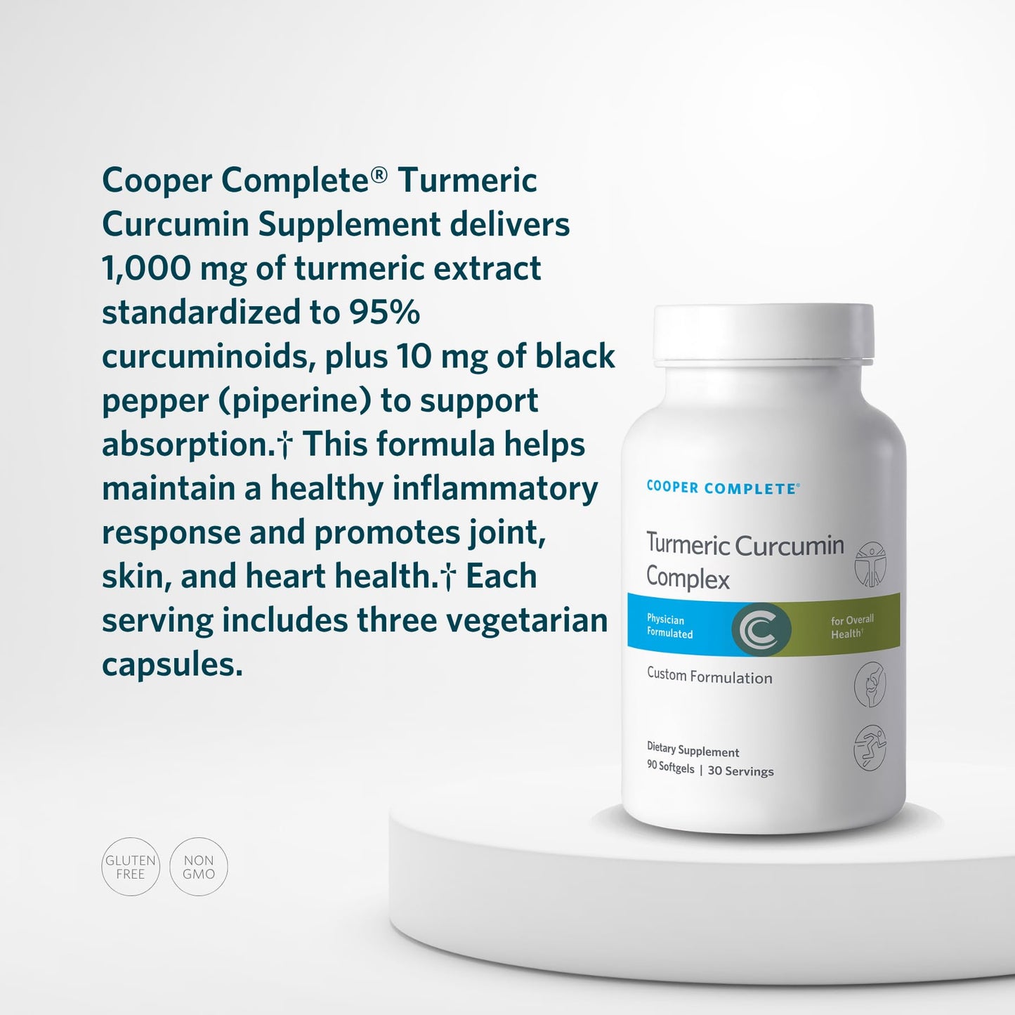 Cooper Complete Turmeric Curcumin Complex 1000 mg with BioPerine Softgels, 90 Count