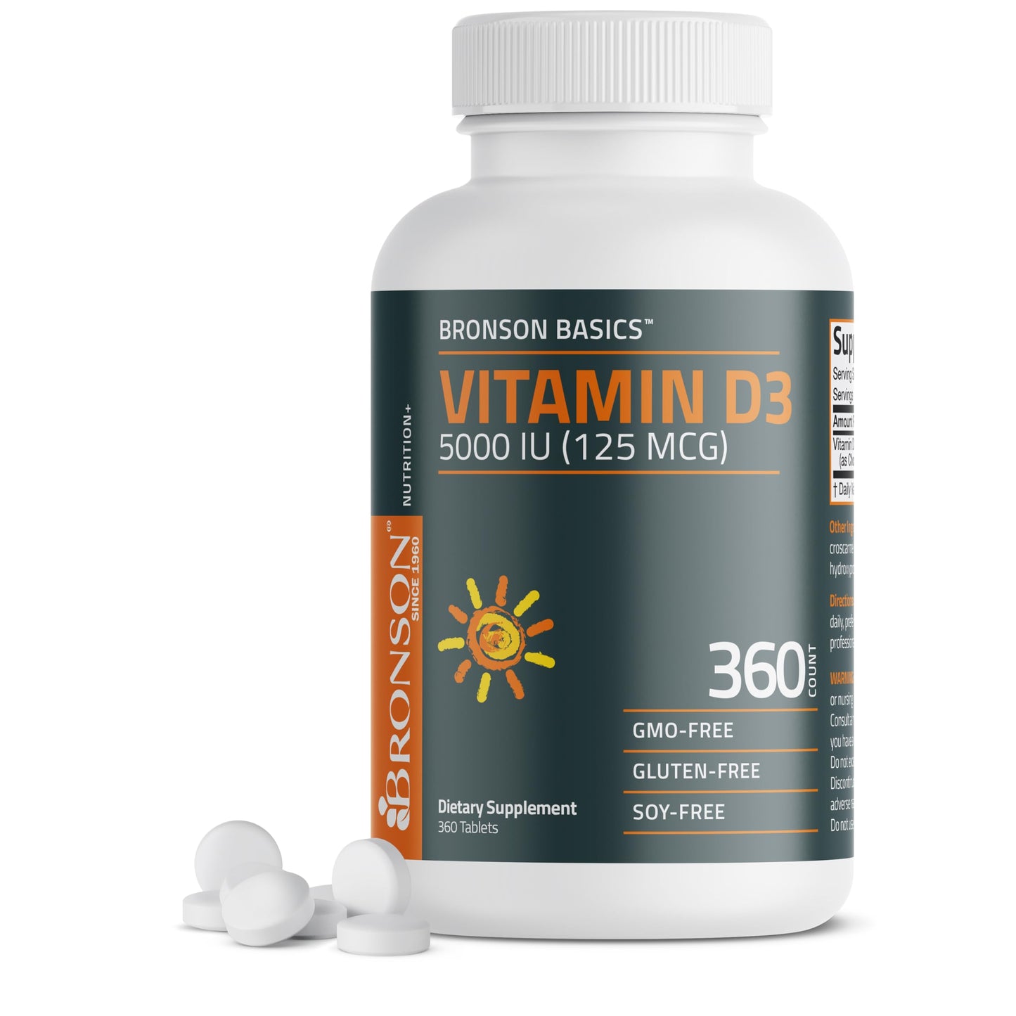 Bronson Vitamin D3 5000iu (125mcg) Tablets 360