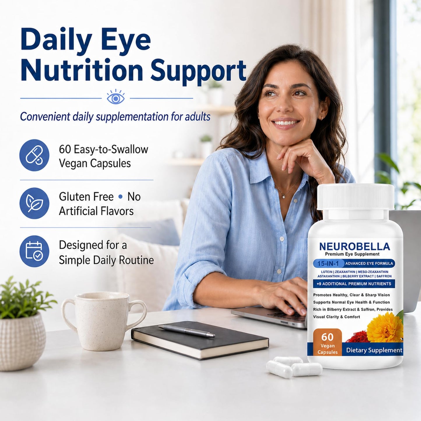 Kuri Nuka Neurobella 15-in-1 Advanced Eye Formula Nutritional Support Capsules 60 Capsules
