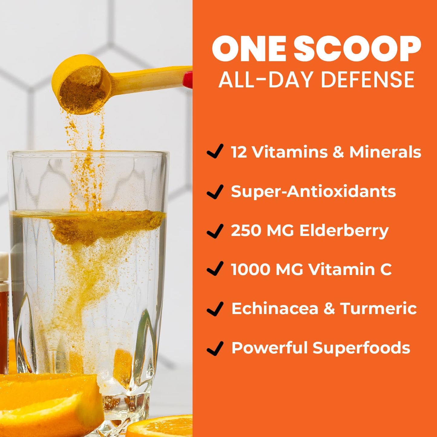 GOBIOTIX Vitamin C - Immune Defense Support - Immunity Wellness Booster - Vegan Superfood - Elderberry, Turmeric, B12 Vitamin Supplement Powder 4.97 Ounce