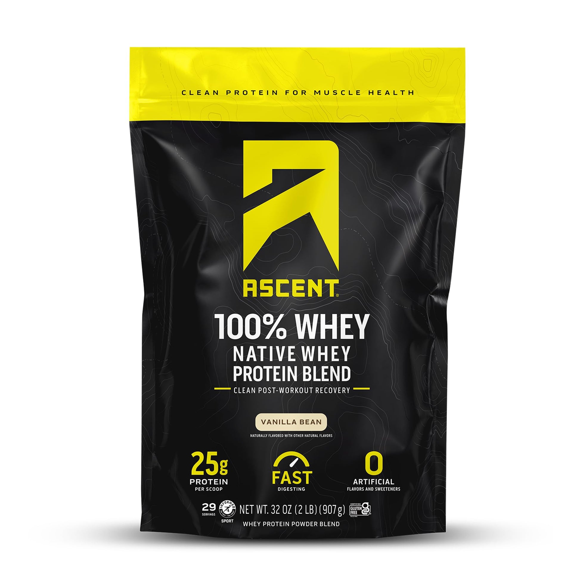 Ascent 100% Whey Protein Powder Vanilla Bean, 32 Servings