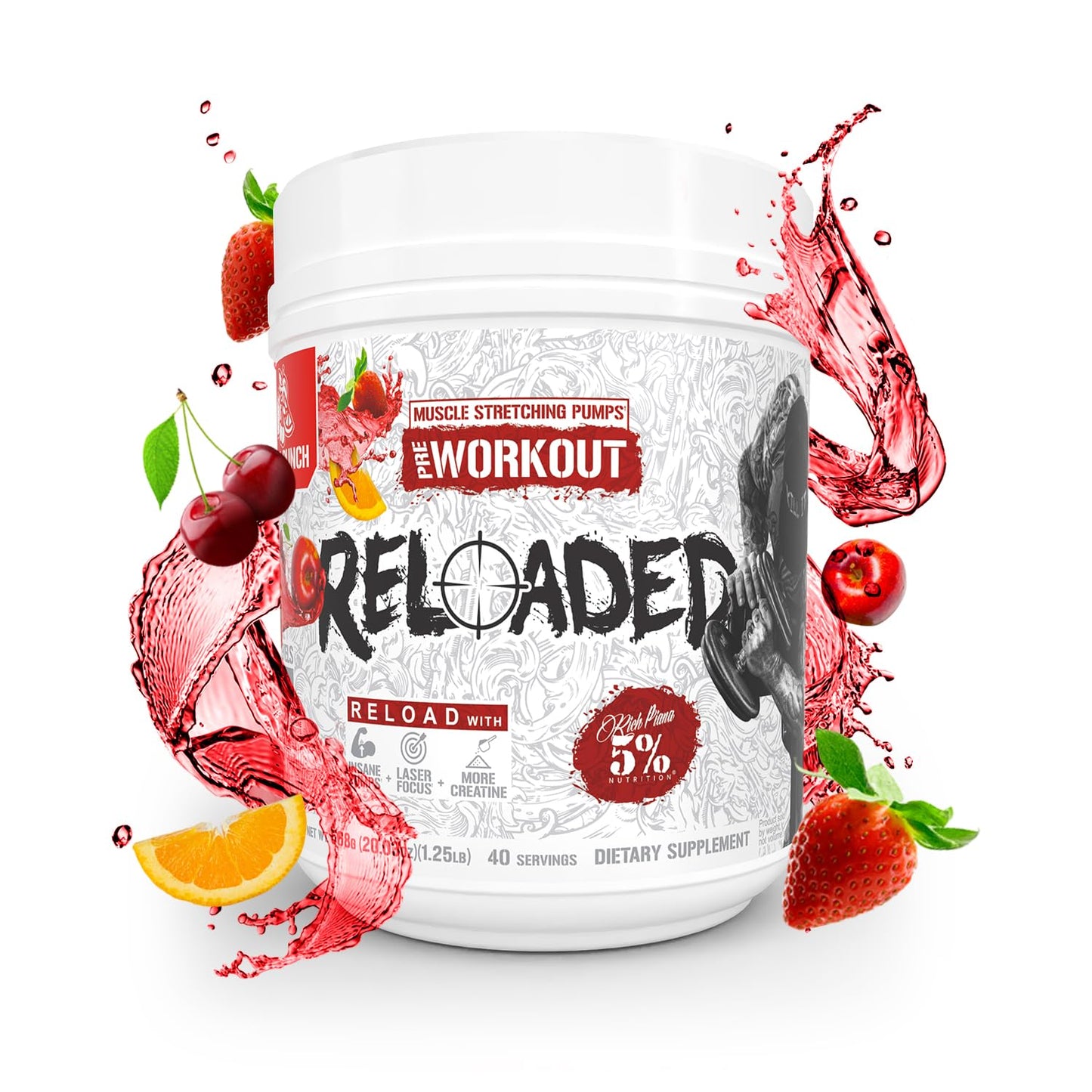 5% Nutrition Rich Piana Reloaded High Stim Pre-Workout Powder 1.12 lb