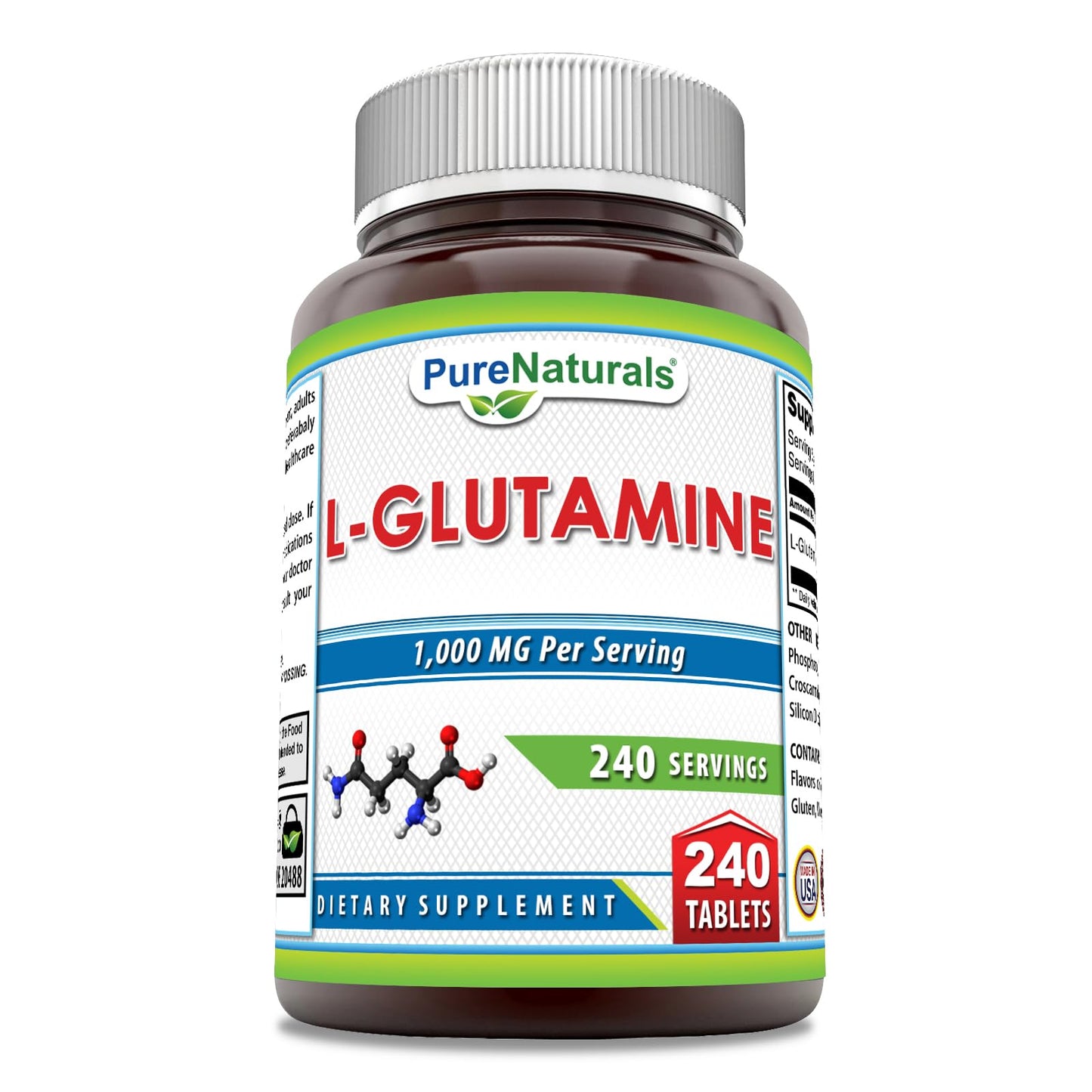 Pure Naturals L-Glutamine Supplement, 240 Tablets