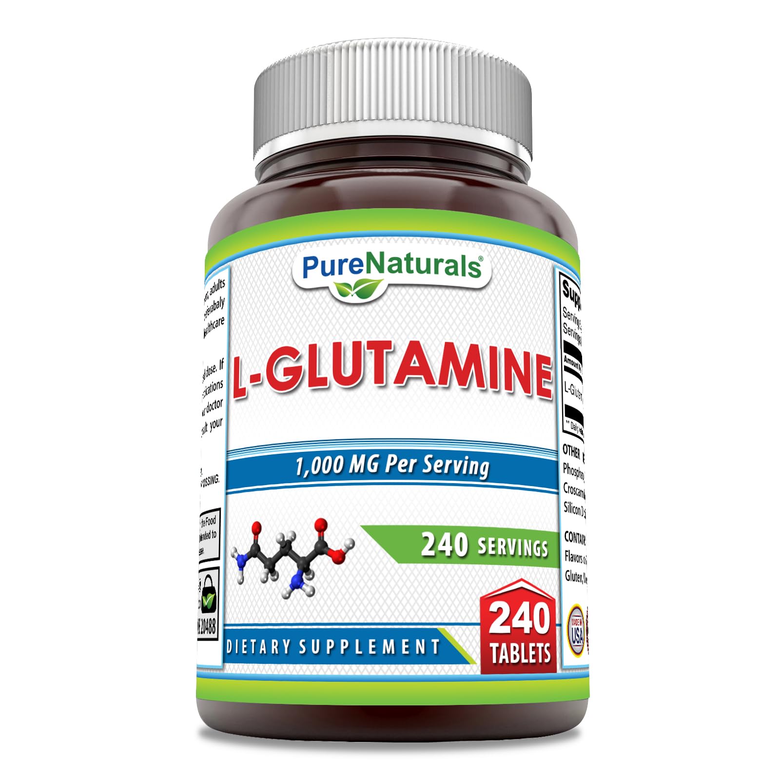Pure Naturals L-Glutamine Supplement, 240 Tablets