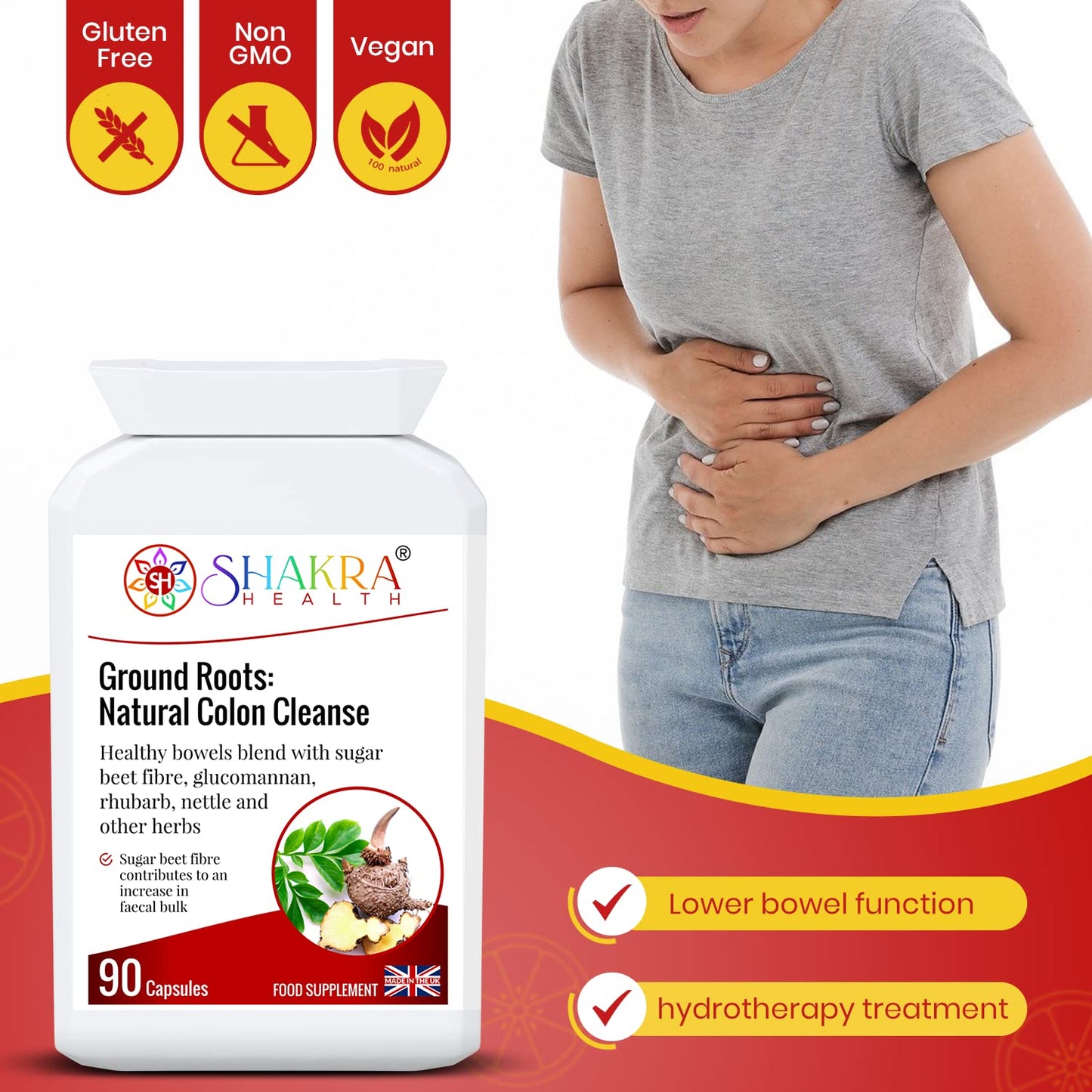 SH SHAKRA HEALTH Ground Roots: Natural Colon Cleanse Capsule, 1 Count