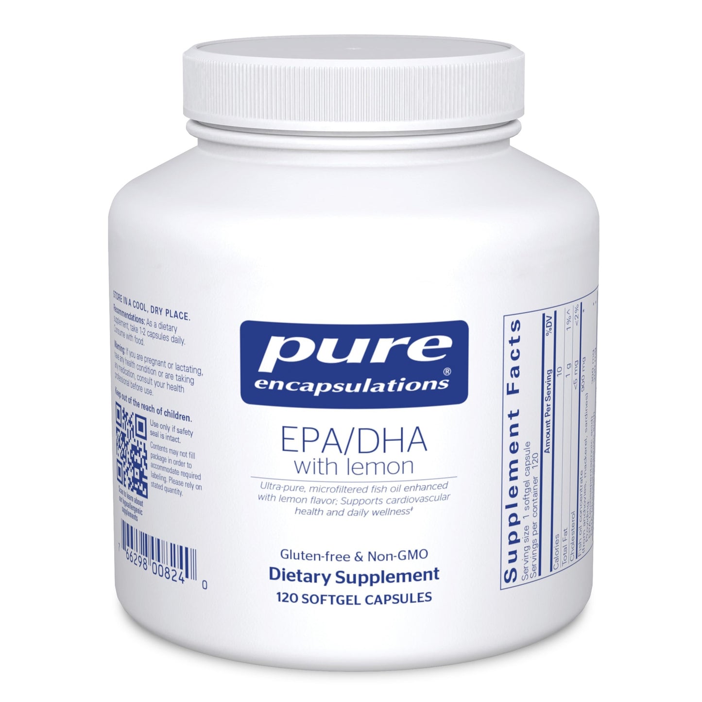 Pure Encapsulations EPA/DHA with Lemon Softgels, 120 Count