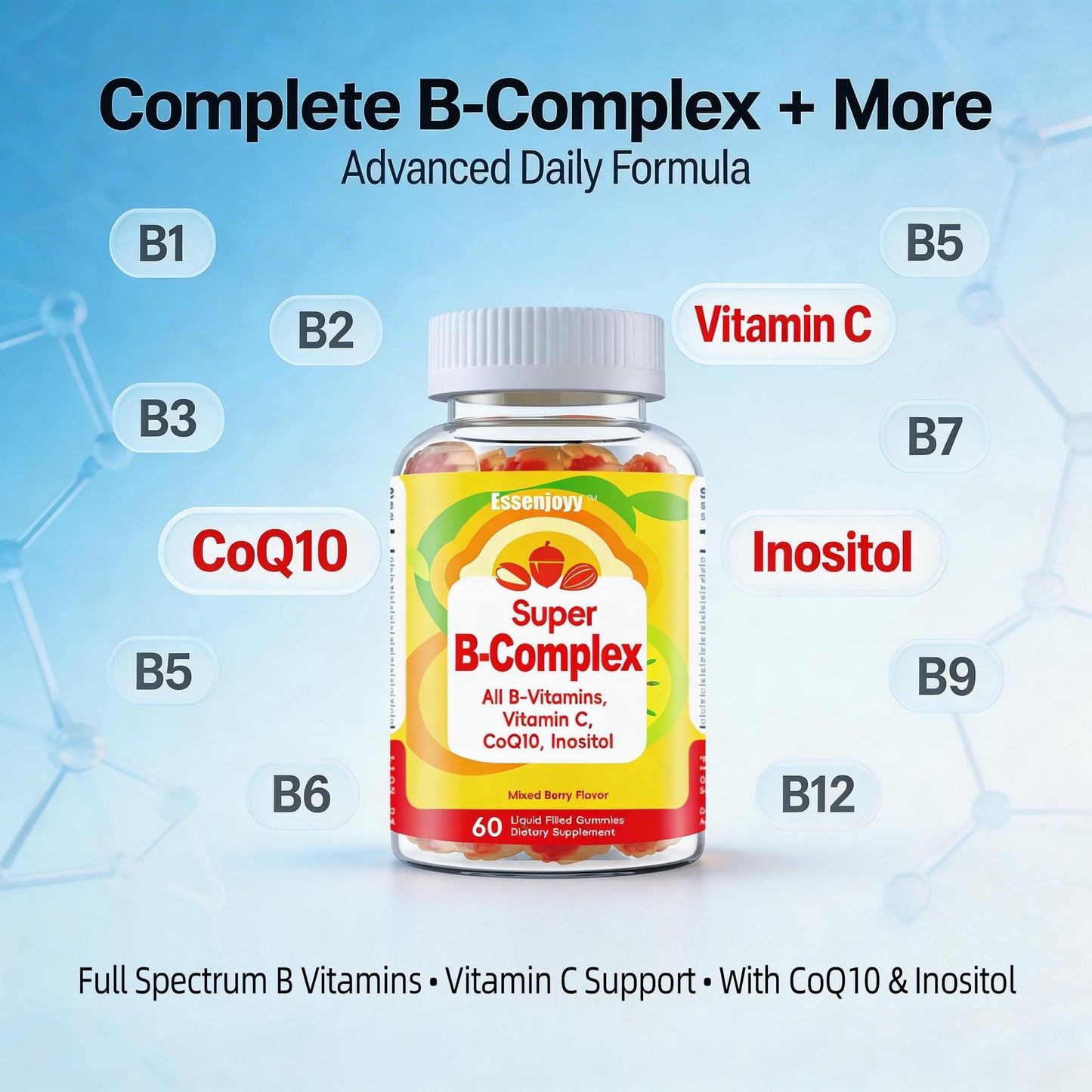 ESSENJOYY Liquid-Filled B Complex Gummies 120 Gummies