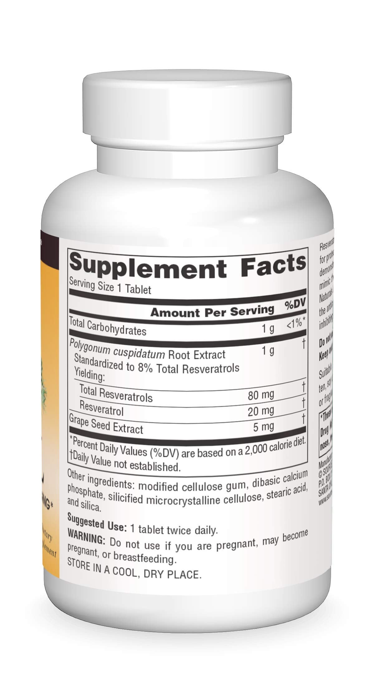 Source Naturals Resveratrol, for Heart and Healthy Aging*, 80mg, 60 Tablets