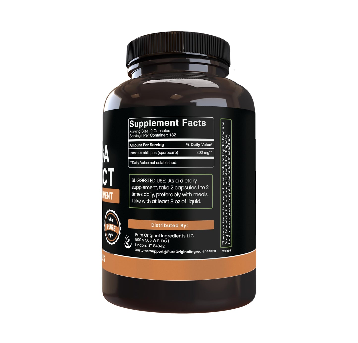 PURE ORIGINAL INGREDIENTS Chaga Mushroom Extract Capsule 365 Count