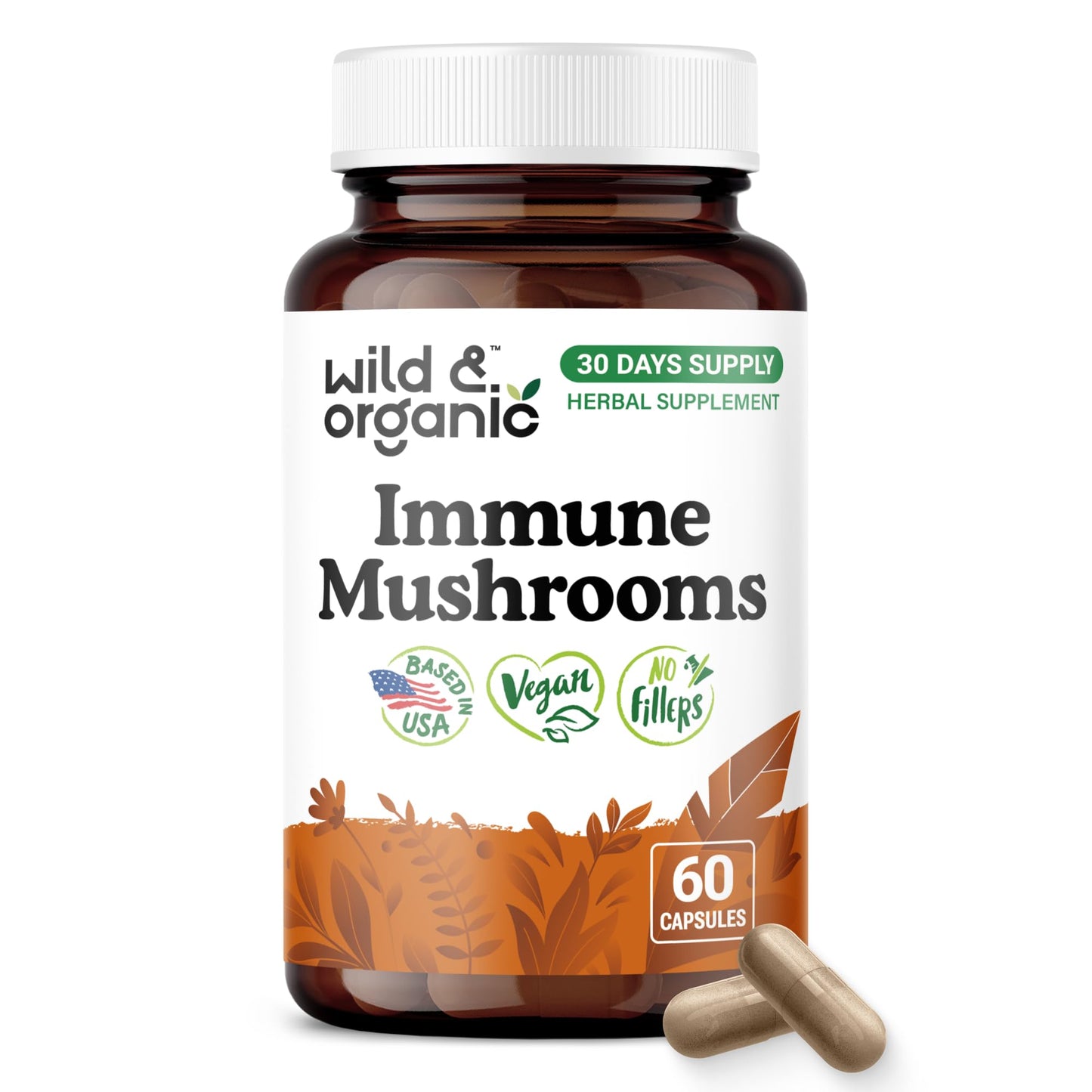 Wild & Organic Immune Mushroom Complex Capsules 60 Count