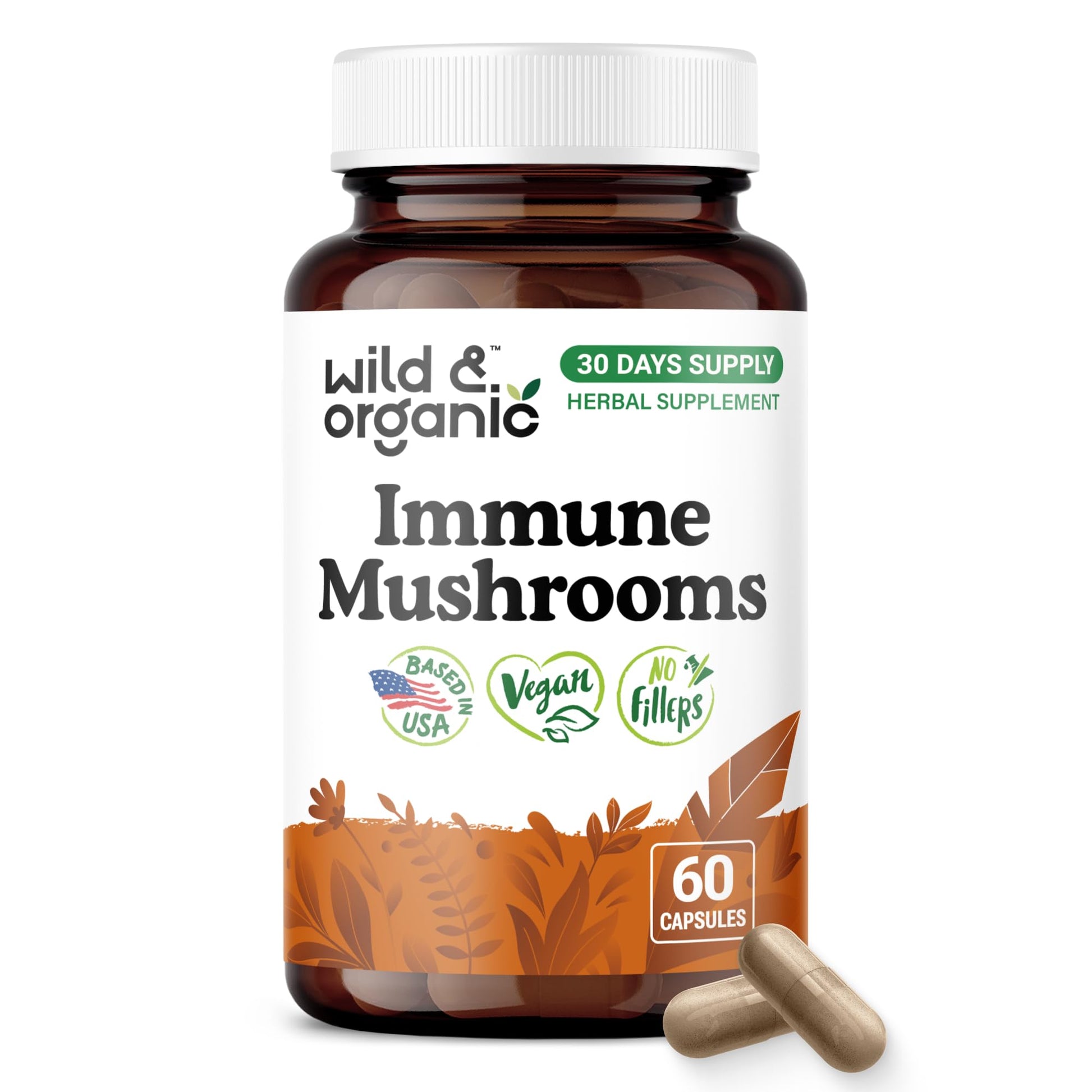 Wild & Organic Immune Mushroom Complex Capsules 60 Count