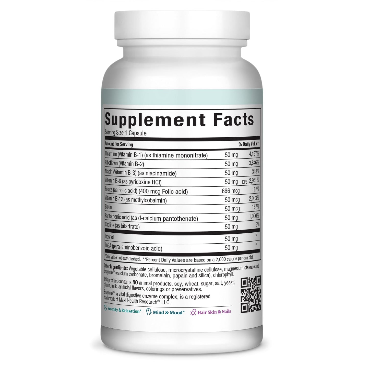 Maxi Health Stress Relief Vitamin B Complex Capsule for Women and Men, 250 Count