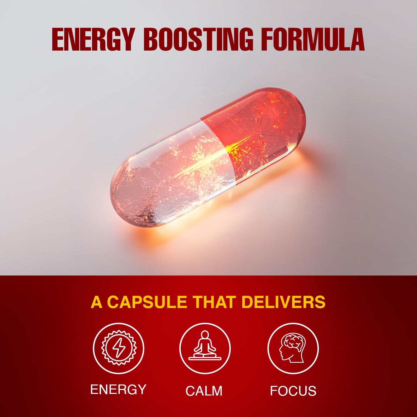 Power Boom Vitamins Focus & Energy – Brain & Mental Performance Supplement Capsules, 60 Count