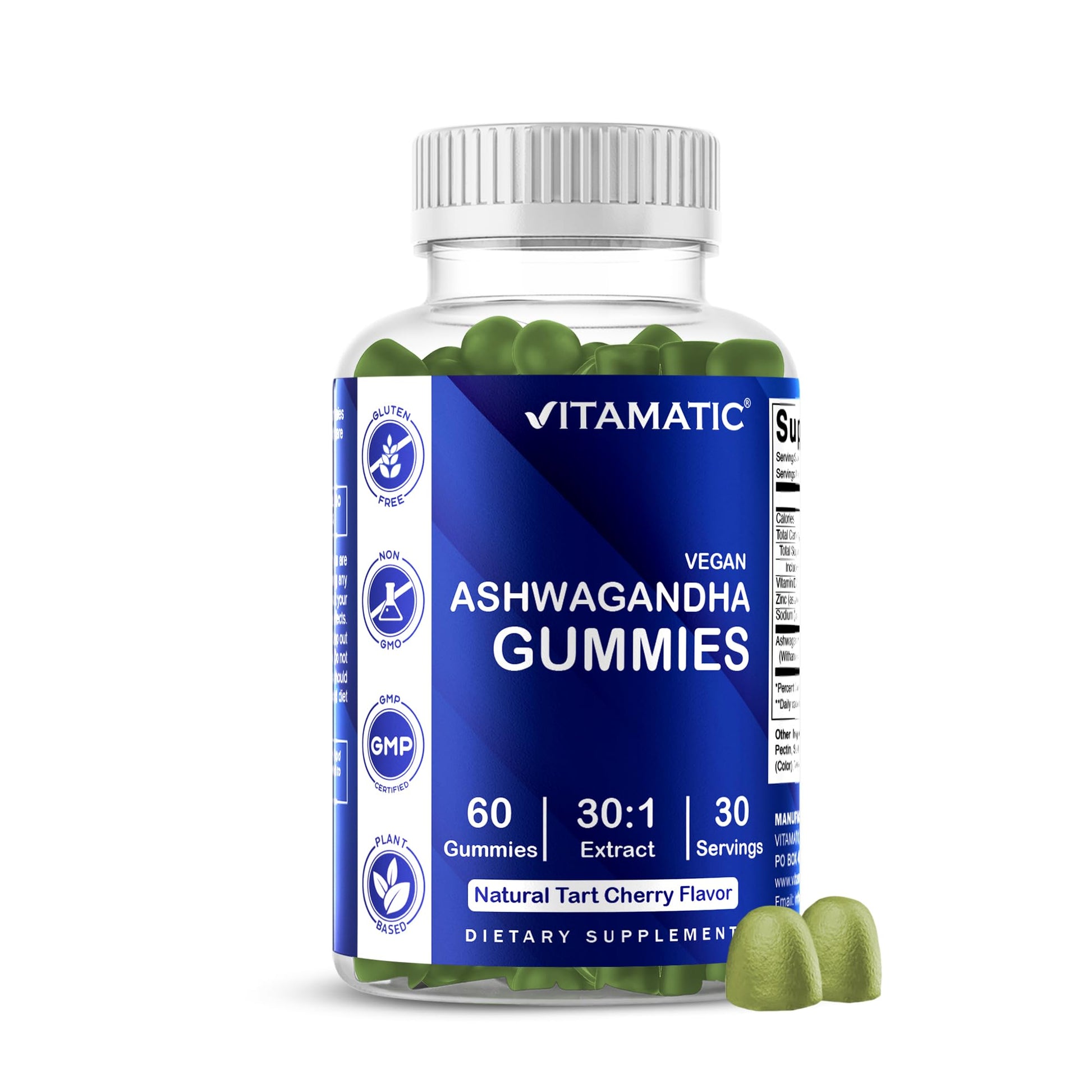Vitamatic Ashwagandha 30:1 Extract 50 mg per Serving – Gummy, 60 Gummies