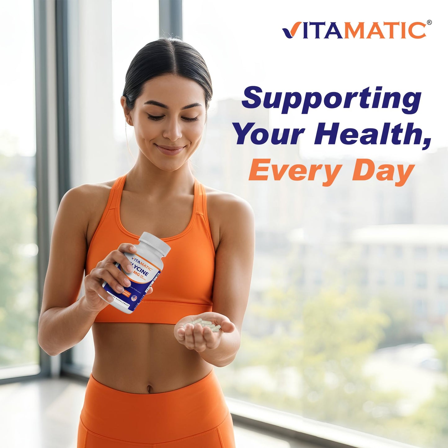 Vitamatic Glycine Supplement 600 Capsules, Non-GMO, Gluten Free