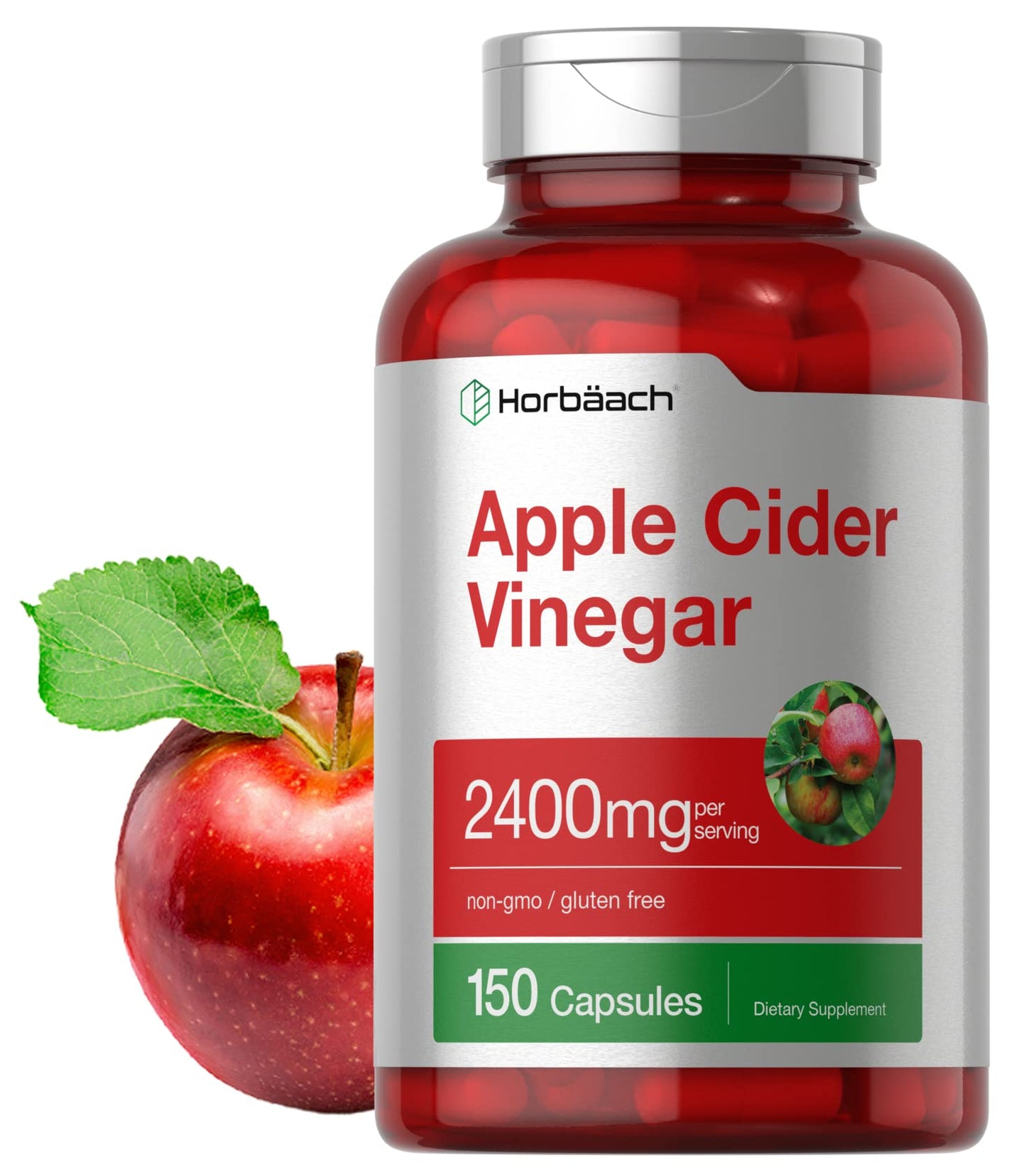 Horbäach Apple Cider Vinegar Capsules 2400mg, 150 Count