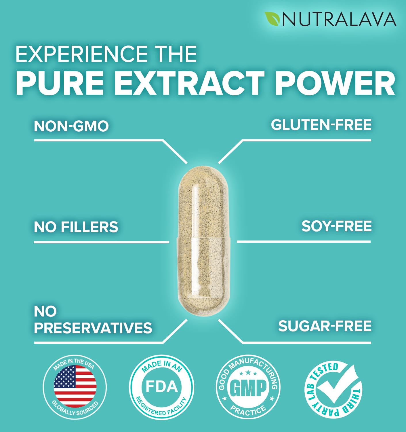 NUTRALAVA Sea Moss Capsules - Irish Sea Moss Black Seed Oil Ashwagandha - Immune Thyroid Joint & Gut Support - Gluten-Free Non-GMO GMP - 60 Count